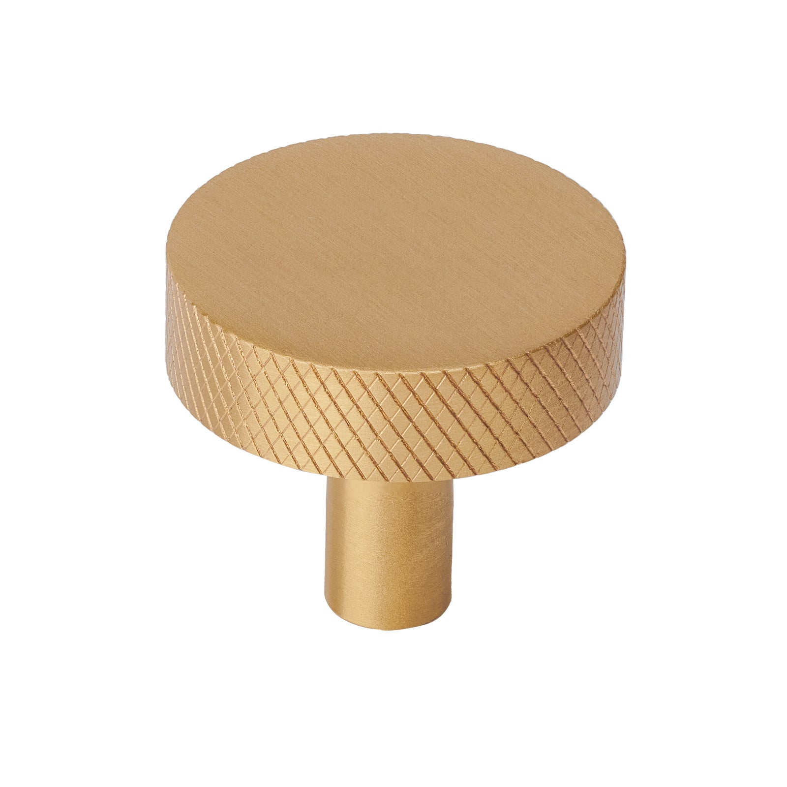 satin brass knurled cupboard knob