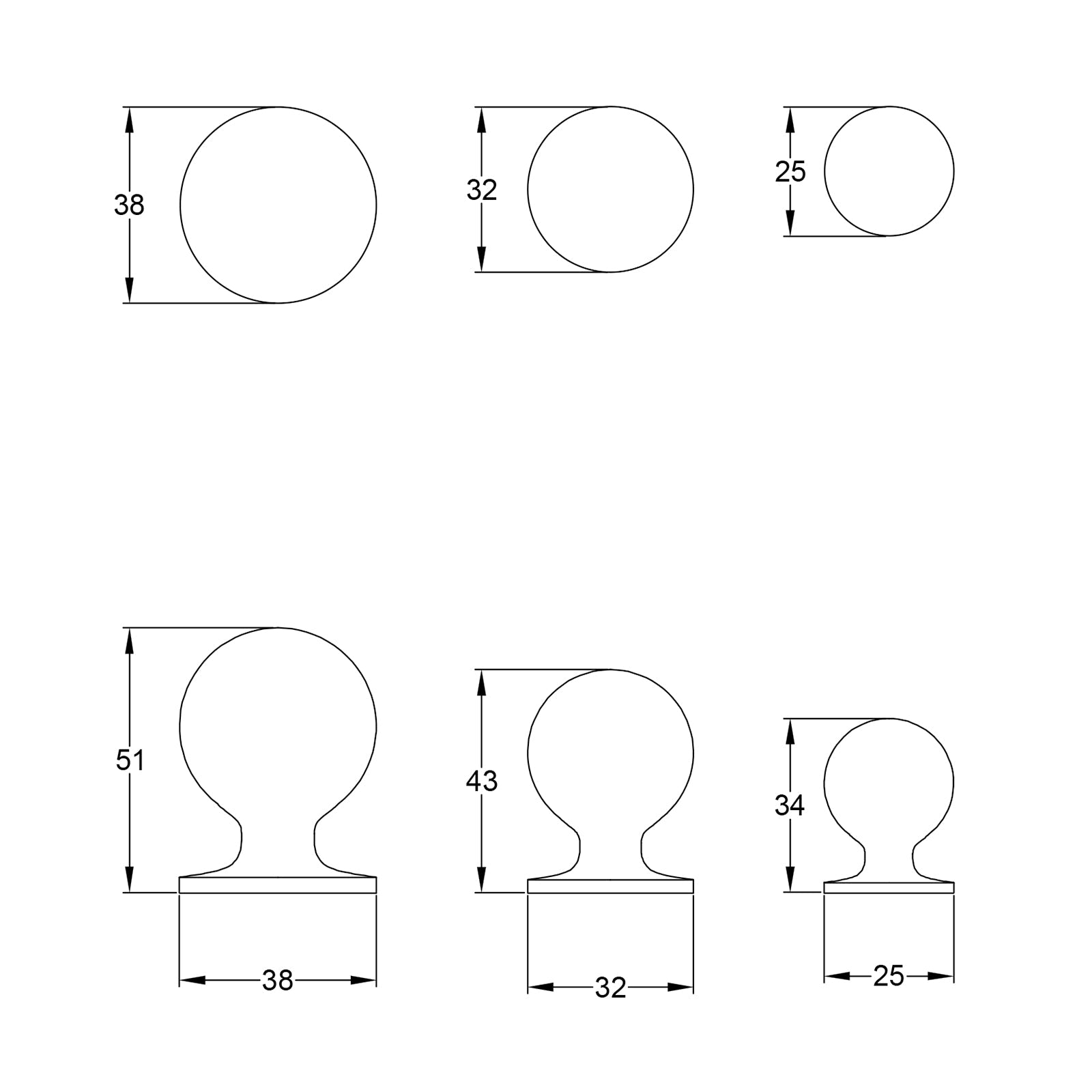 Ball Cabinet Knobs Dimension Drawing SHOW