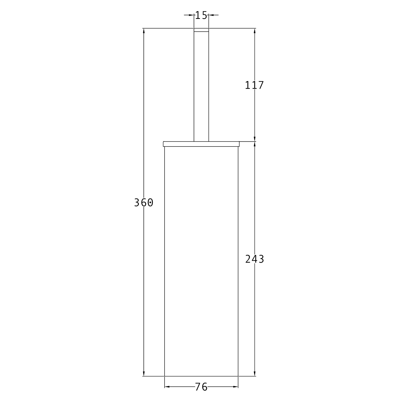 SHOW Technical Drawing of Toilet Brush and Holder