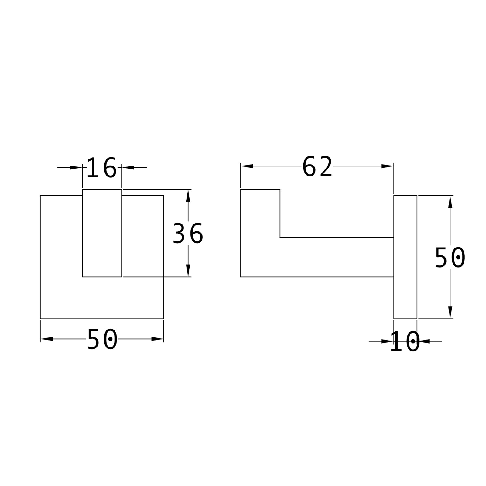 SHOW Technical Drawing of Chelsea Robe Hook