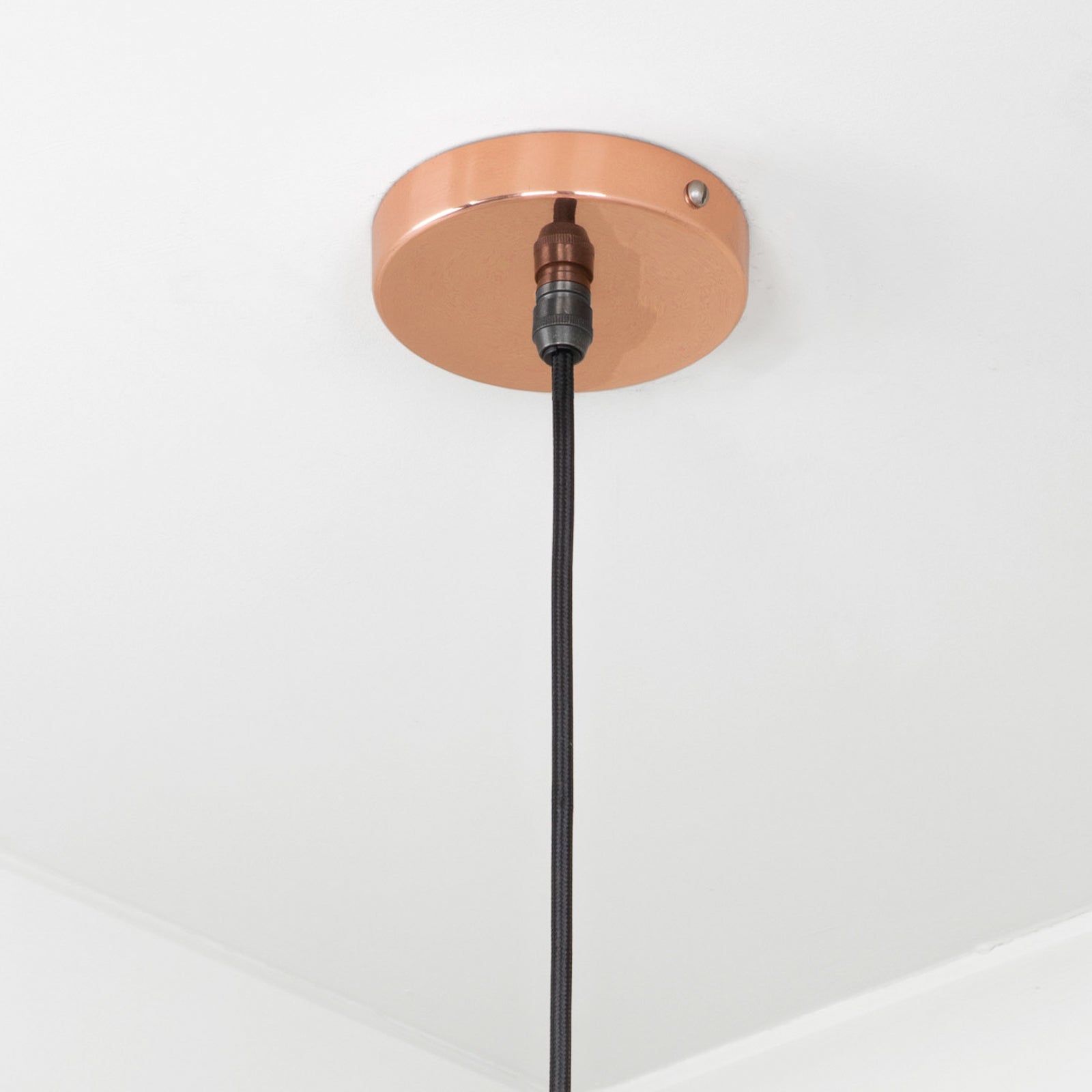 SHOW Close Up Image of ceiling rose for Flora Ceiling Light in Copper