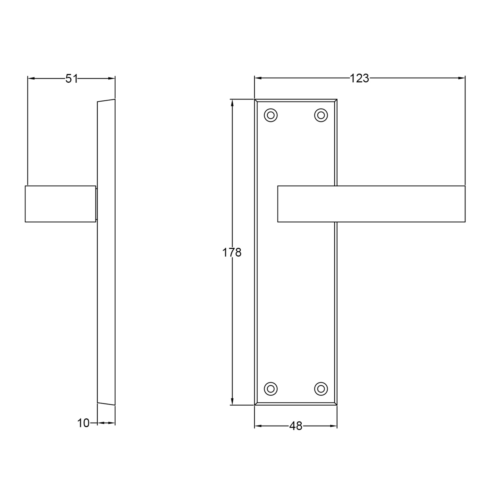 Cheswell door handle dimension drawing SHOW