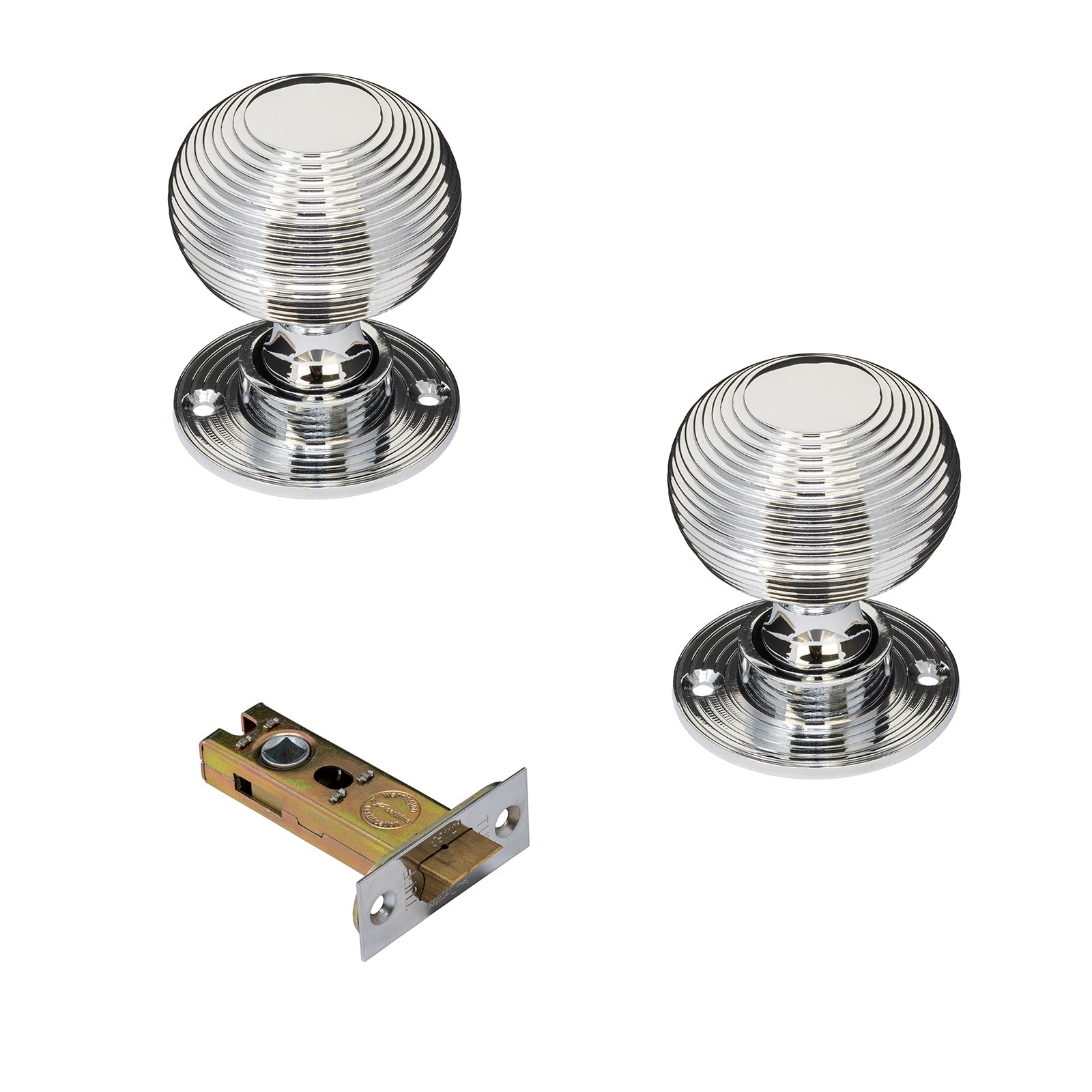 Chrome beehive door knob 3 inch latch set