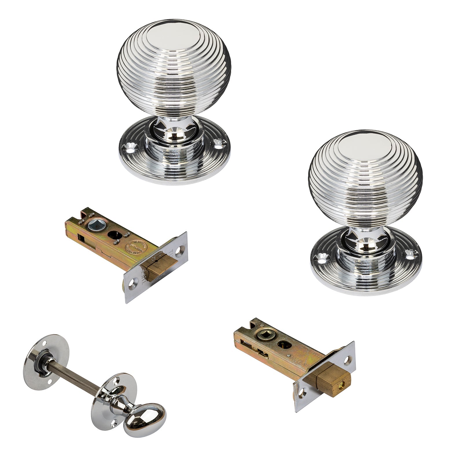 Chrome beehive door knob 3 inch bathroom set