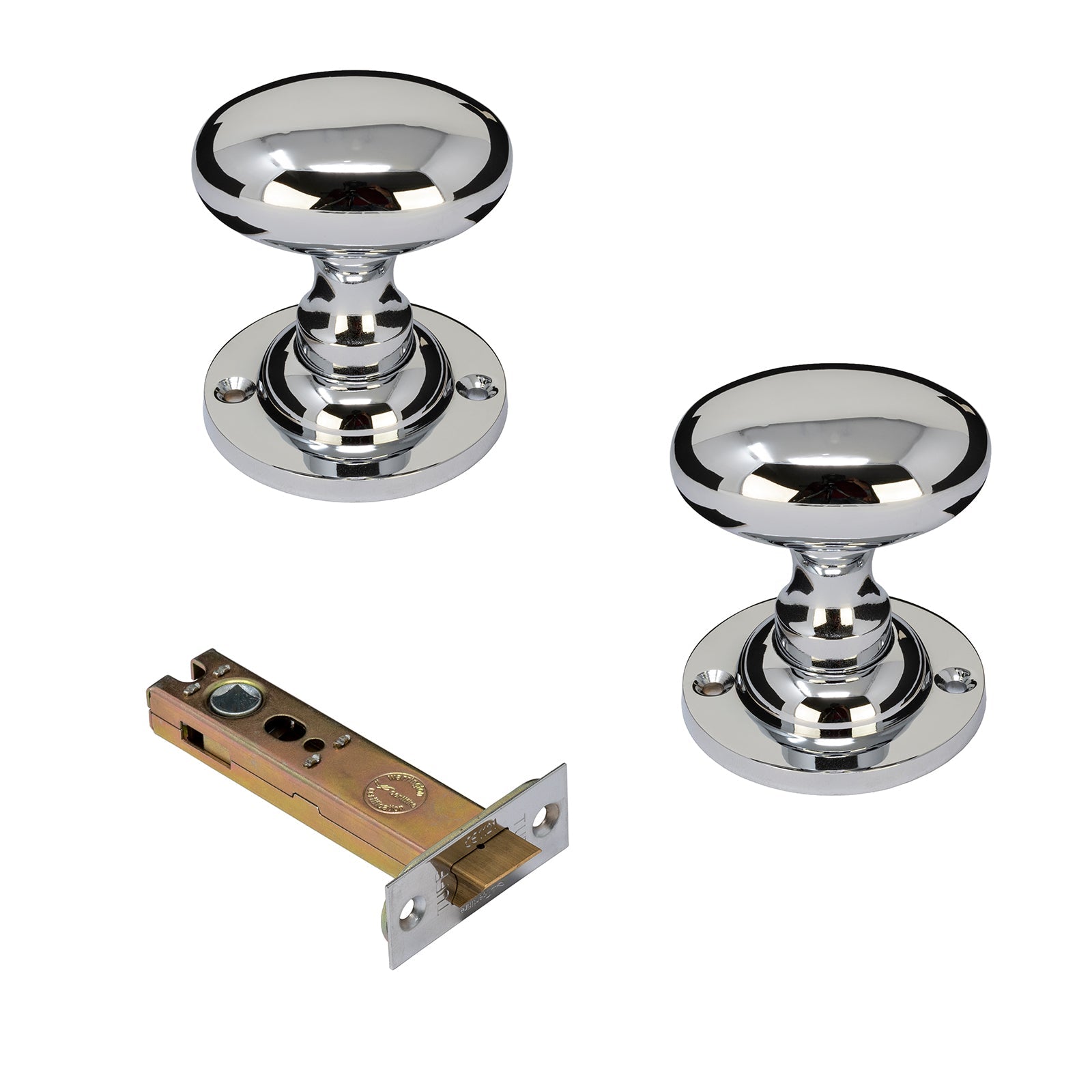 Oval chrome 4 inch latch set