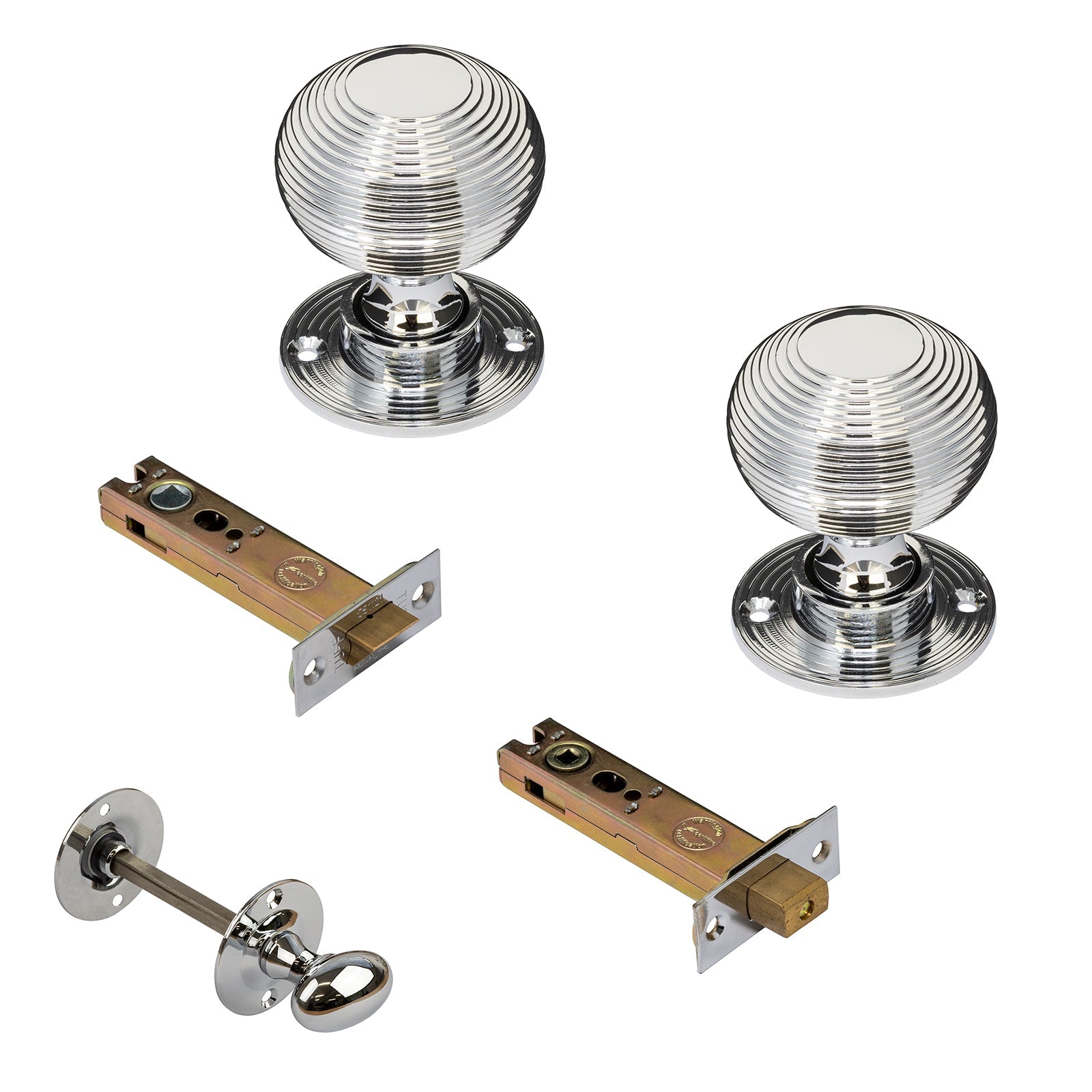 Chrome beehive door knob 4 inch bathroom set