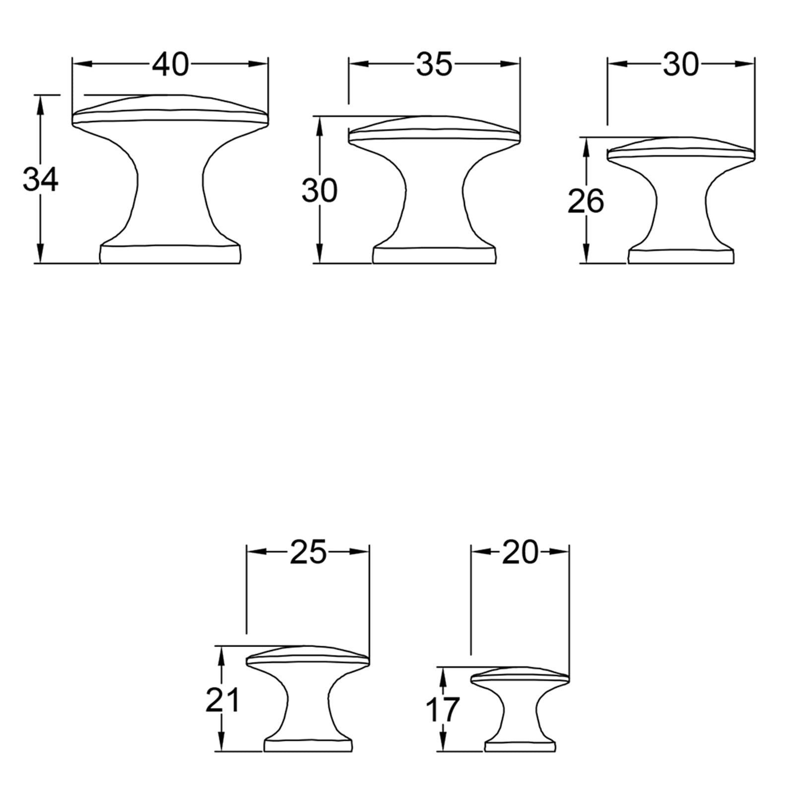 cast iron classic cabinet knobs dimension drawing SHOW