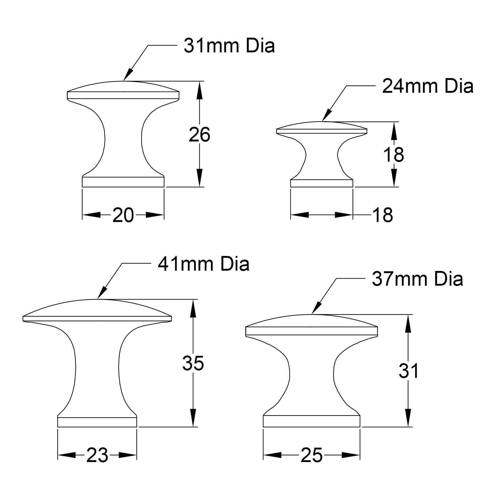 Drawing of Hammered Classic Cabinet Knobs in Antique Brass 41mmSHOW