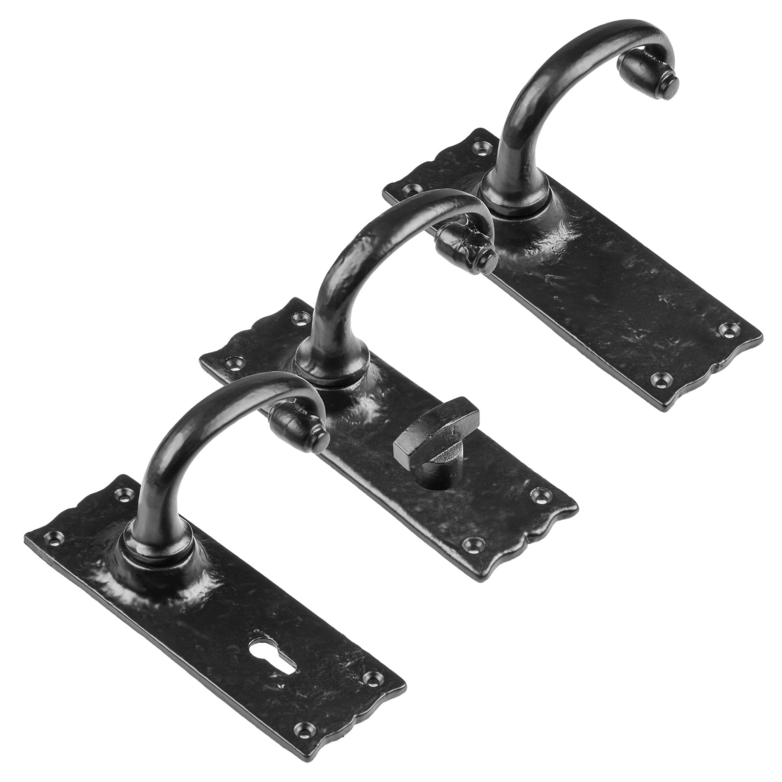 Cottage Lever Handles Black Lock Bathroom Latch