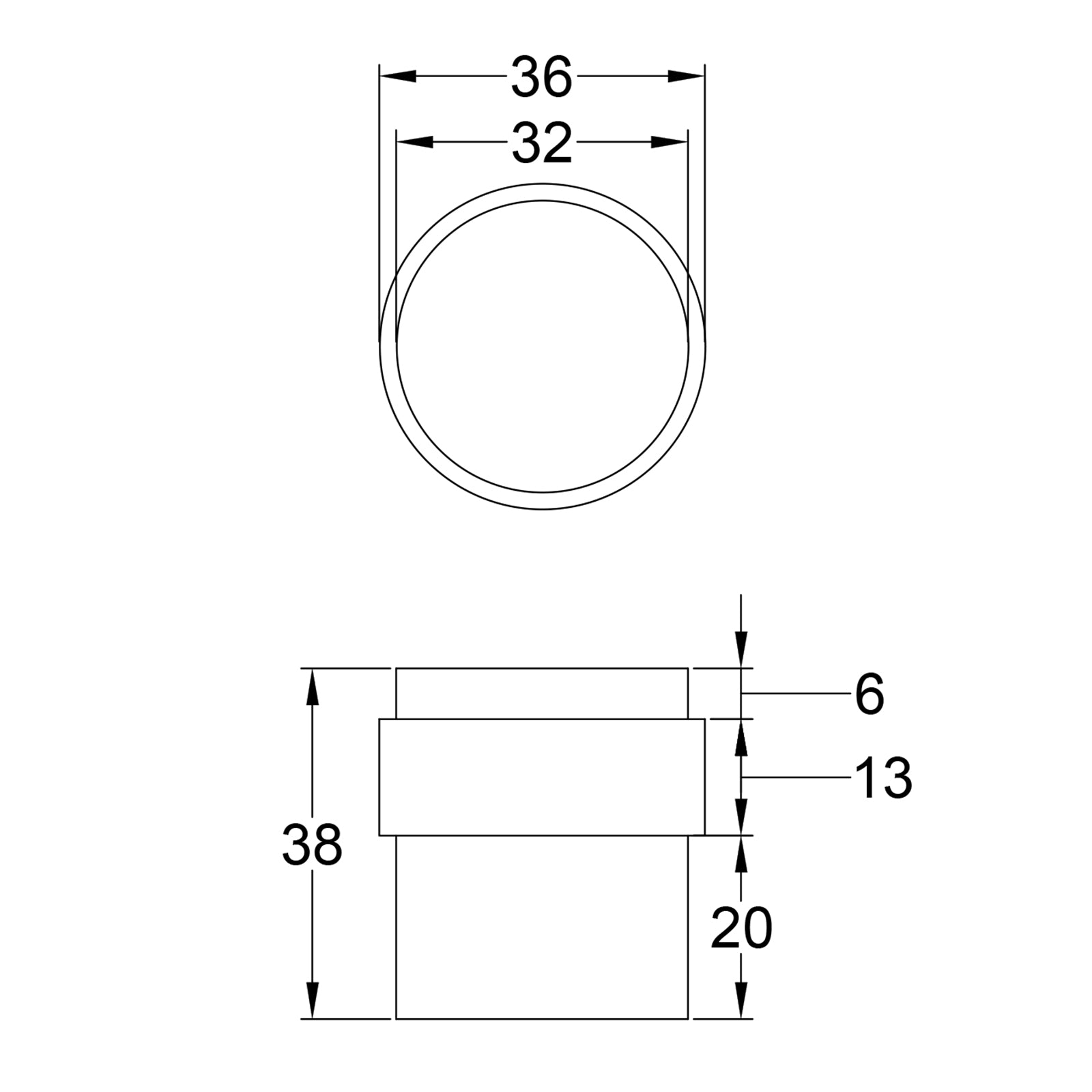 Cylinder door stops dimension drawing SHOW