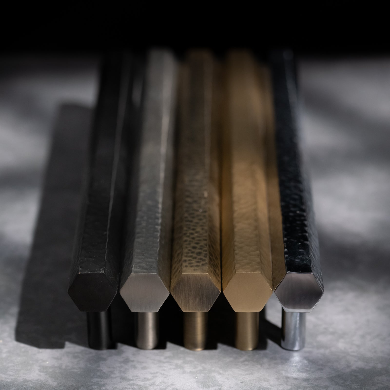 SHOW Moody Hover Image of Hammered Hexagonal Pull Handles