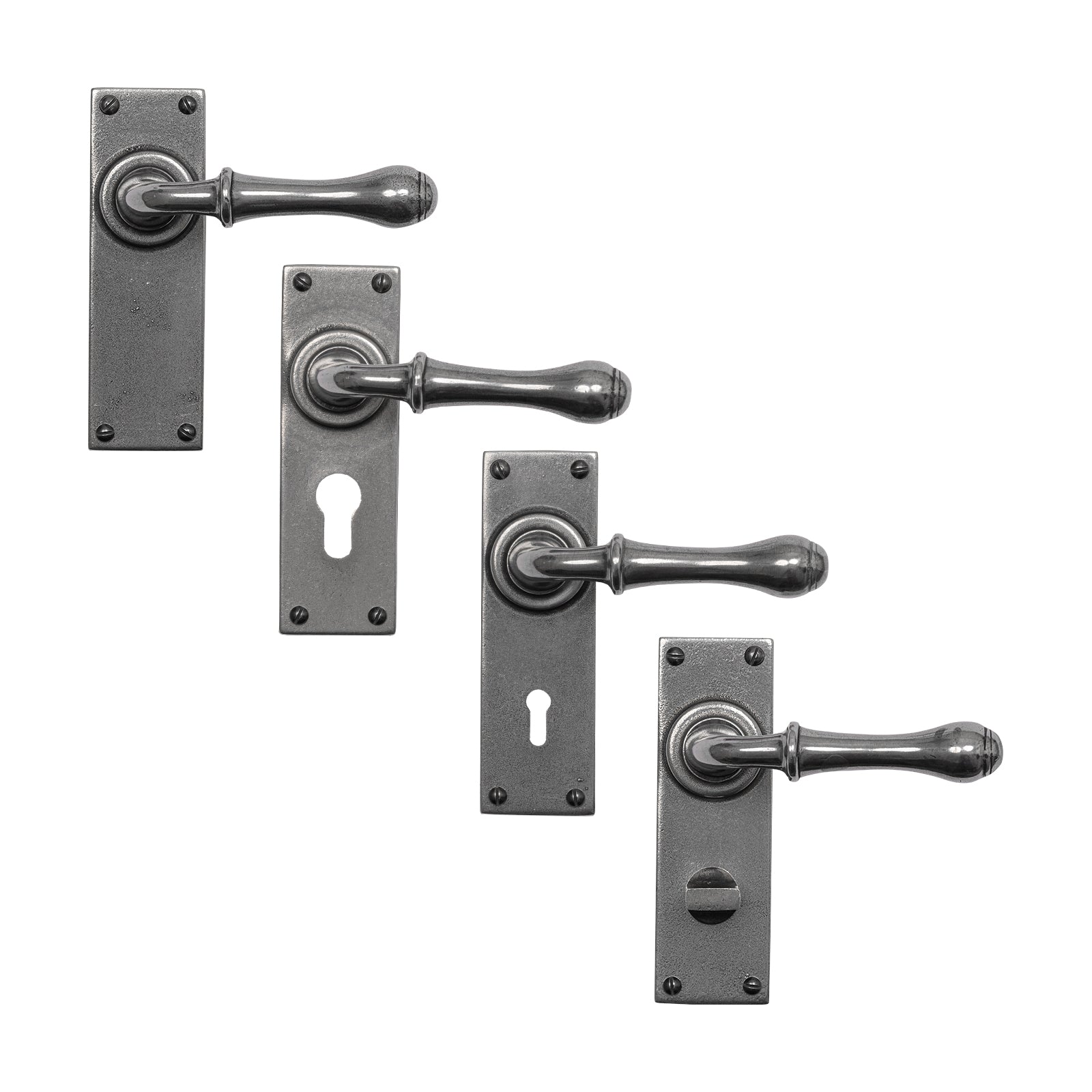 Derwent Pewter Door Handles On Narrow Backplate