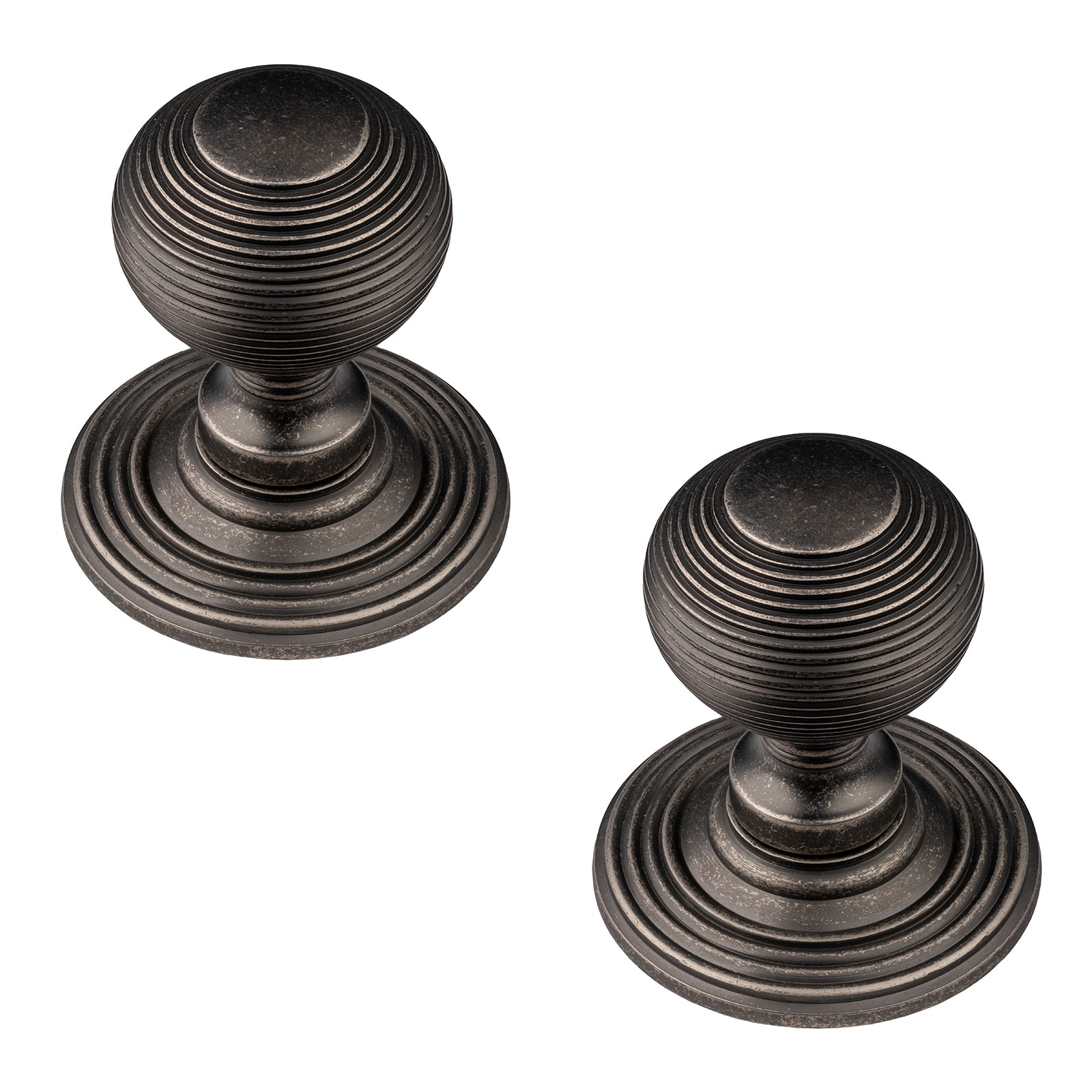 Distressed Silver Reeded Door Knobs SHOW