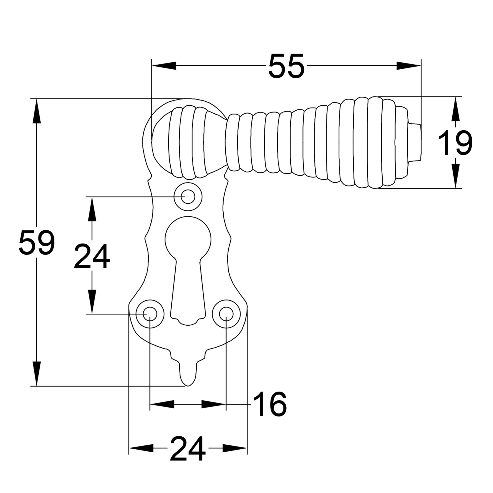 Drawing of Brass Beehive Covered Escutcheons SHOW