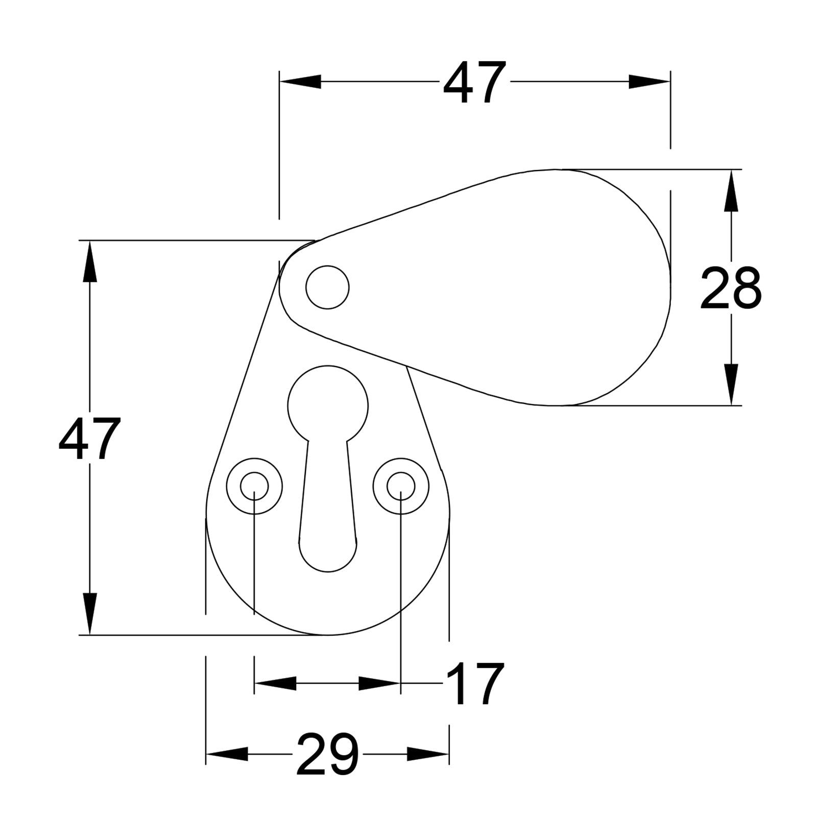 Drawing of Wooden Pear Drop Escutcheons SHOW