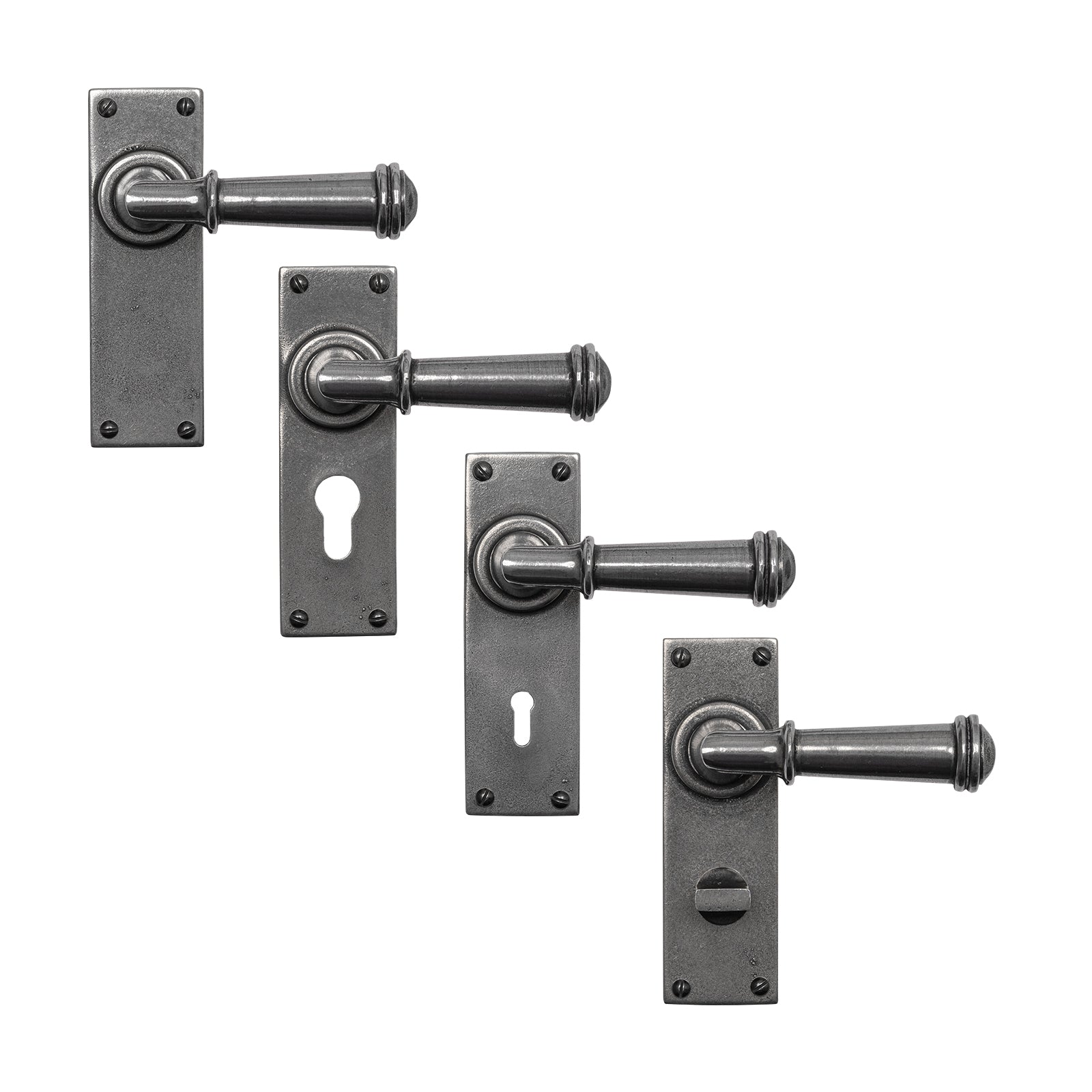 Durham Pewter Door Handles On Narrow Backplate