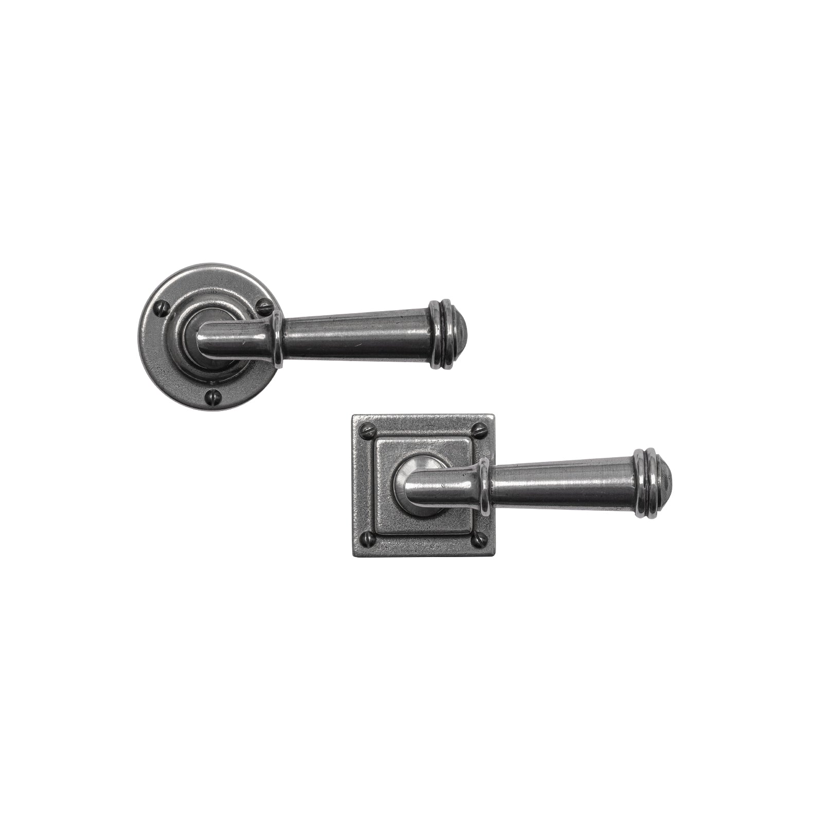 Durham Pewter Door Handles On Rose