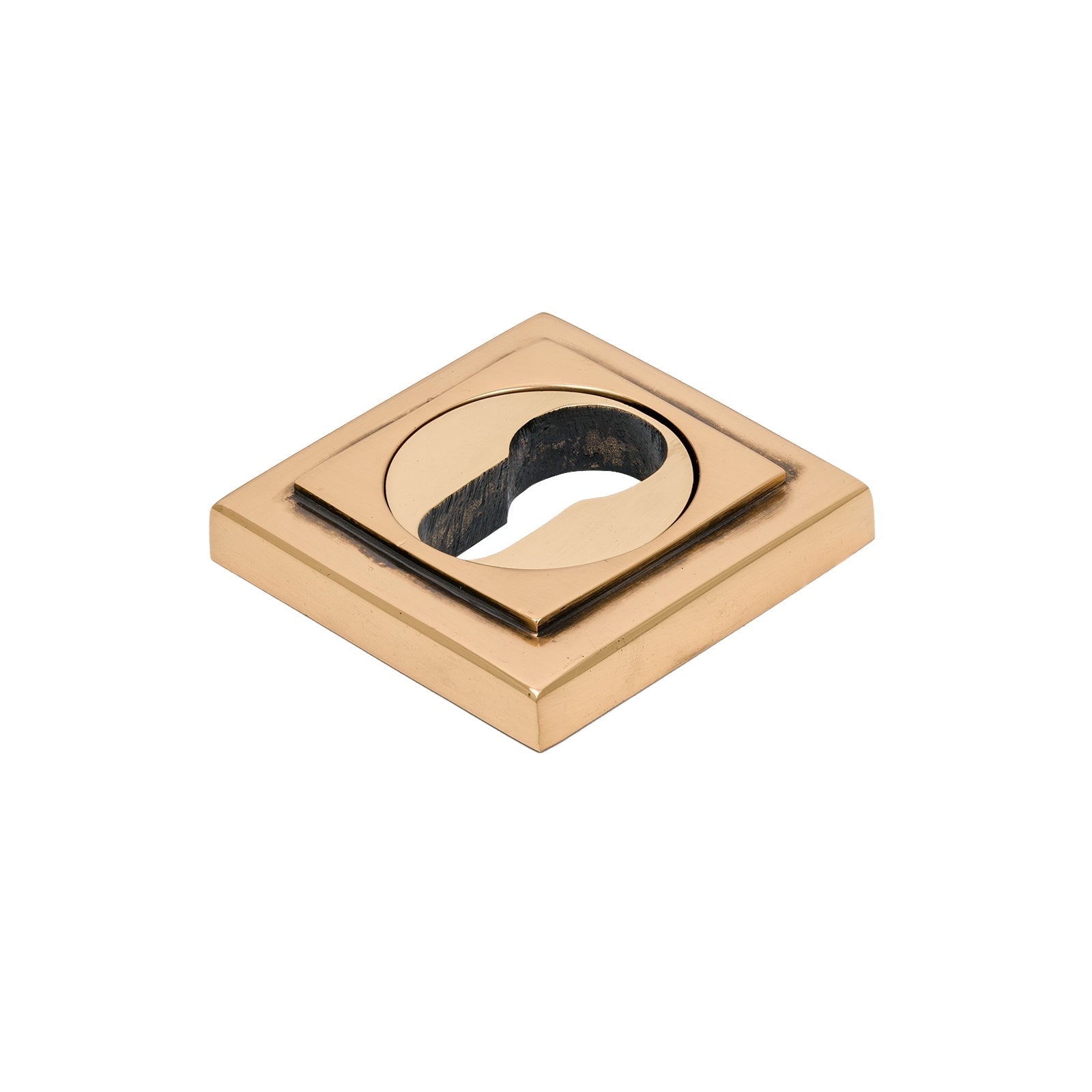 Polished Bronze Euro Square Round Escutcheon