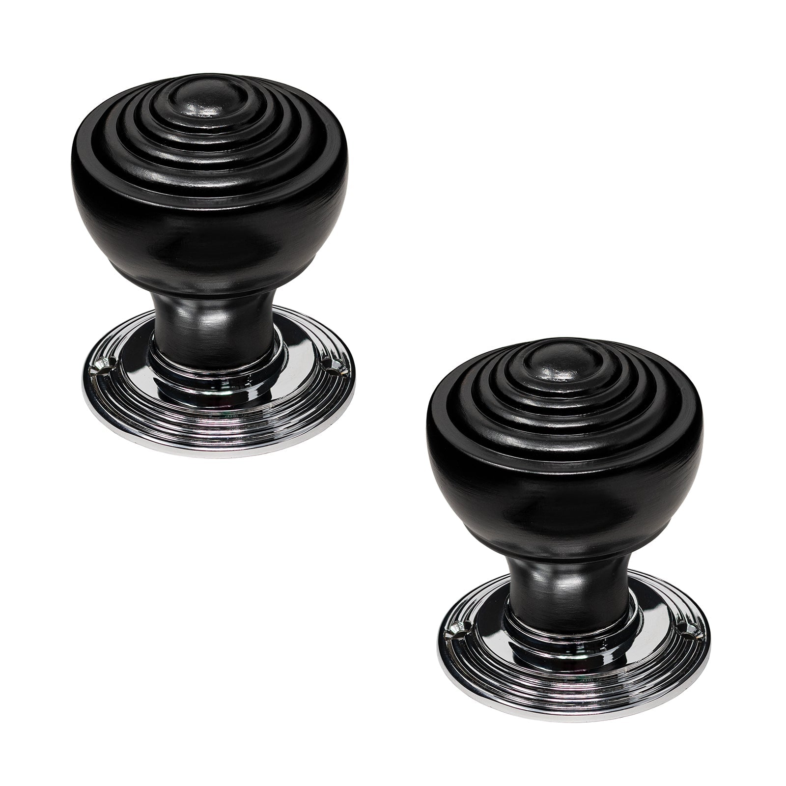 black and chrome door knobs