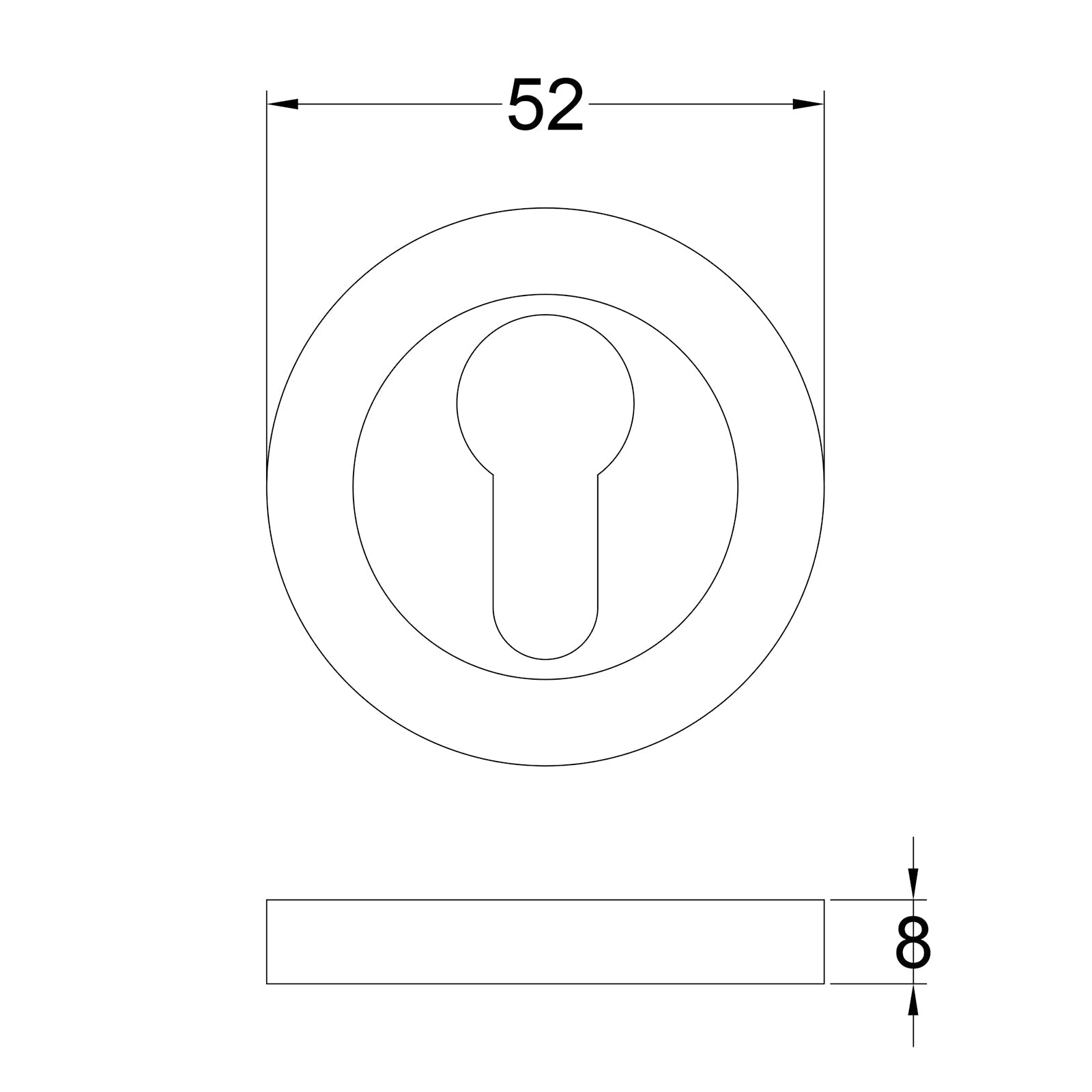 Euro Escutcheon dimension drawing SHOW