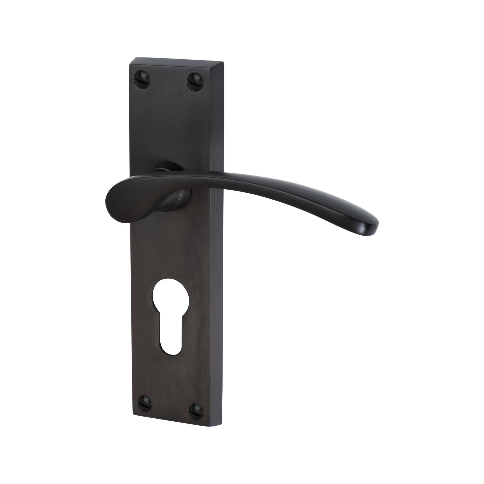 Sophia Door Handles On Plate Euro Lock Handle in Matt Bronze 