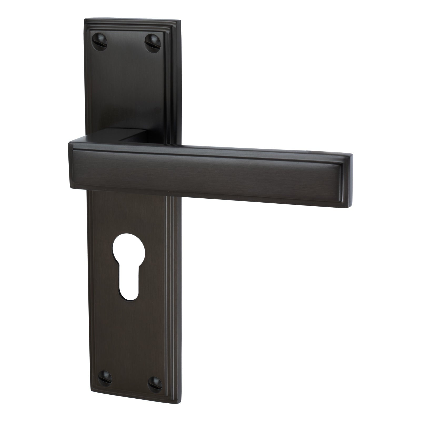 Atlantis Door Handles On Plate Euro Lock Handle in Matt Bronze 