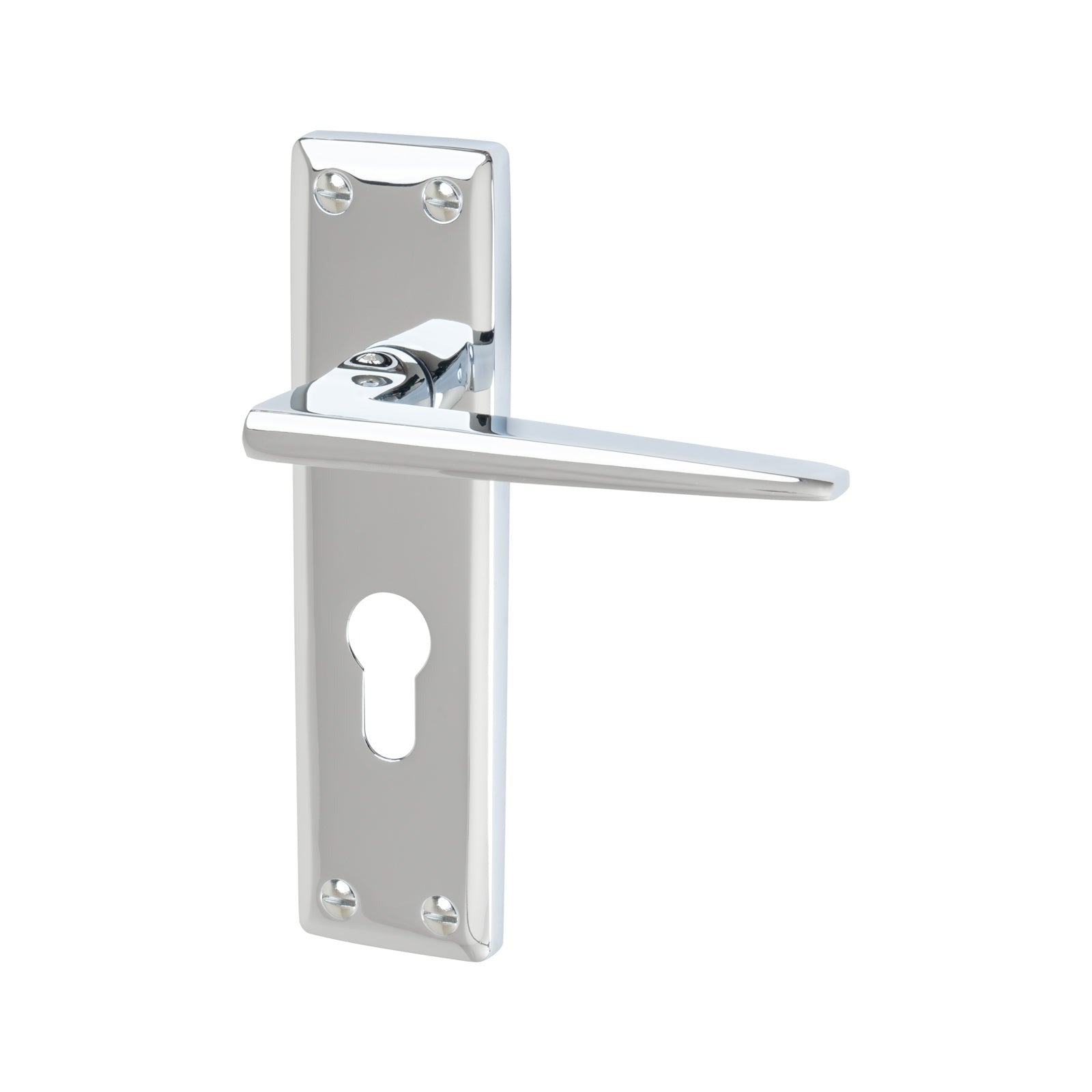 Kendal Door Handles On Plate Euro Lock Handle in Polished Chrome 