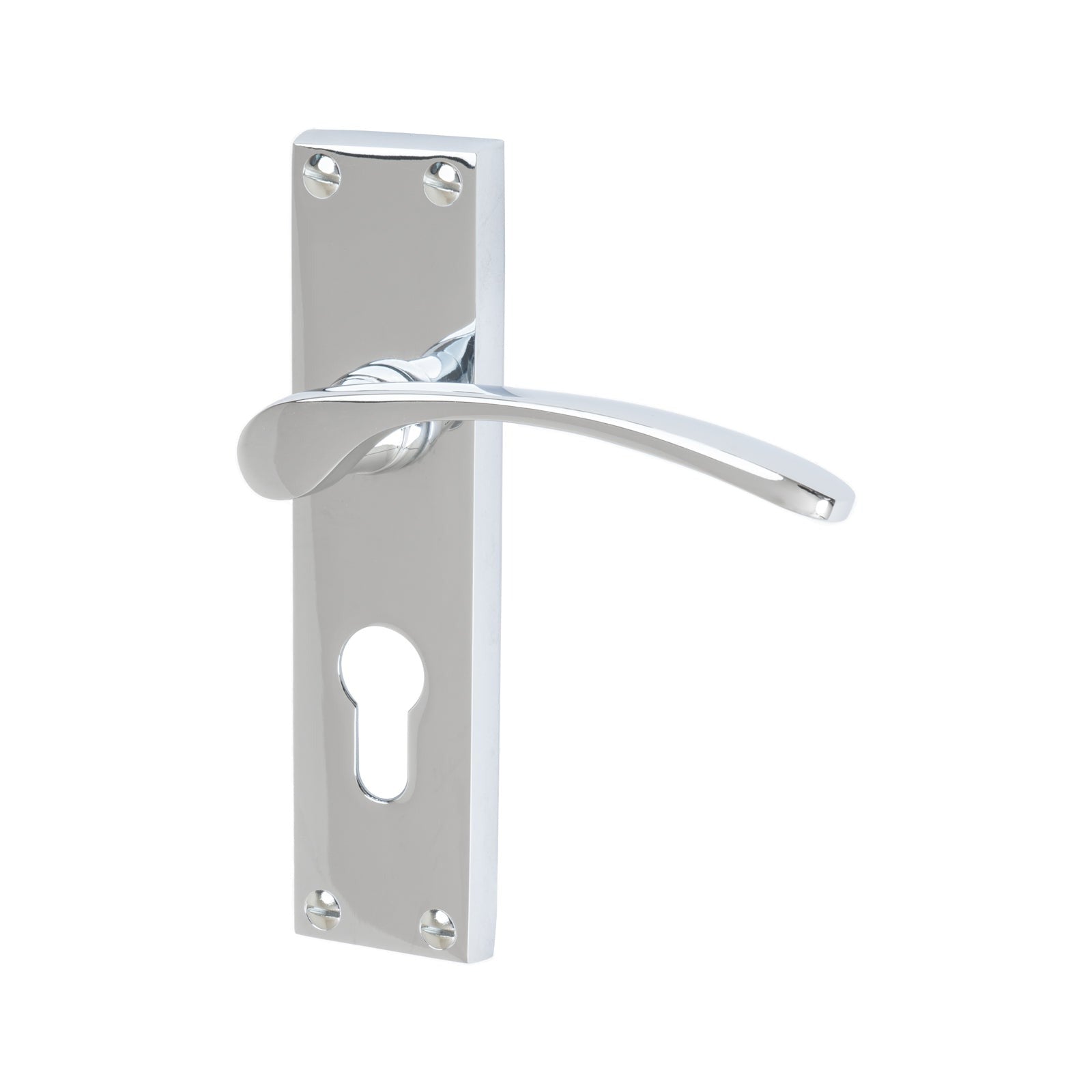 Sophia Door Handles On Plate Euro Lock Handle in Polished Chrome 