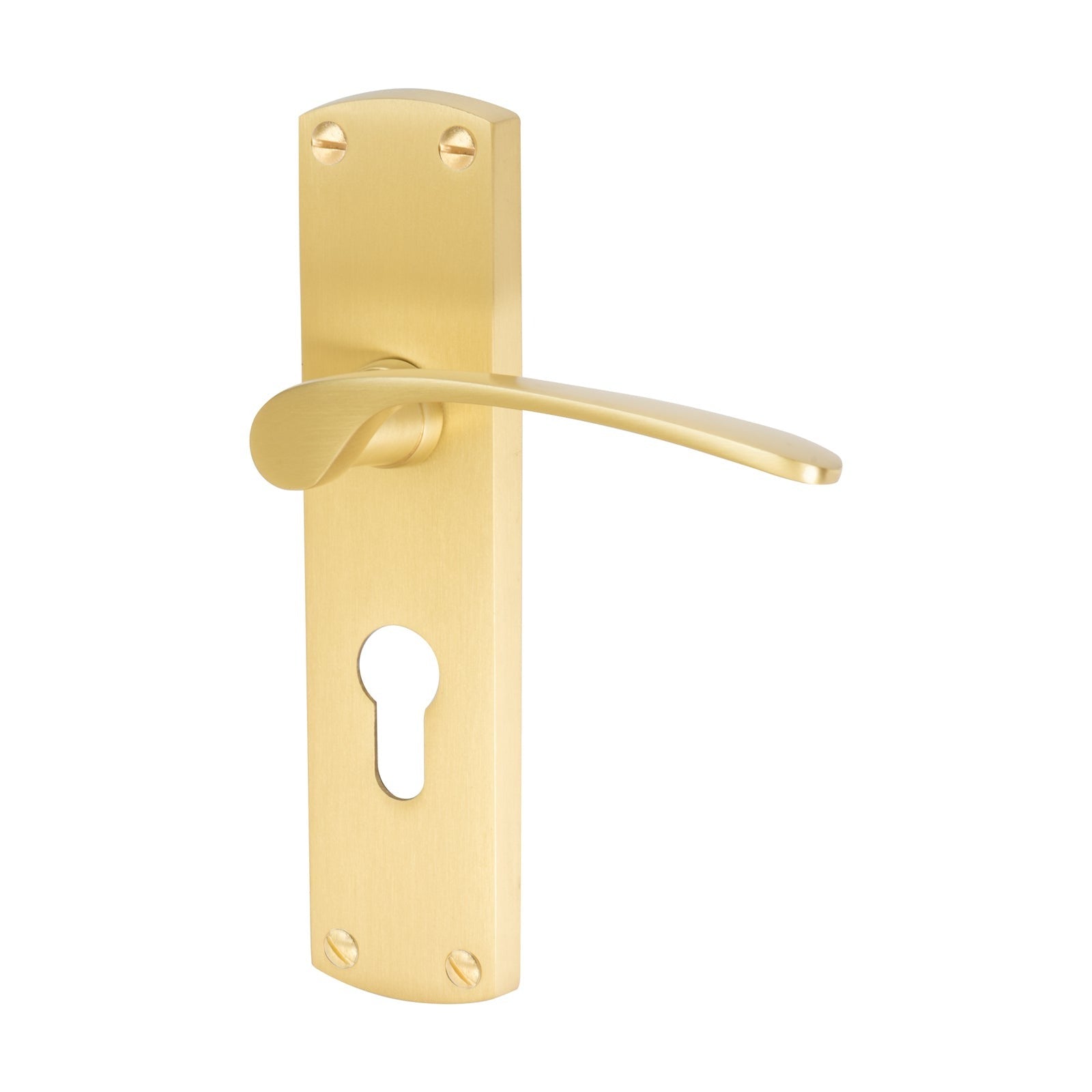 Diplomat Door Handles On Plate Euro Lock Handle in Satin Brass 