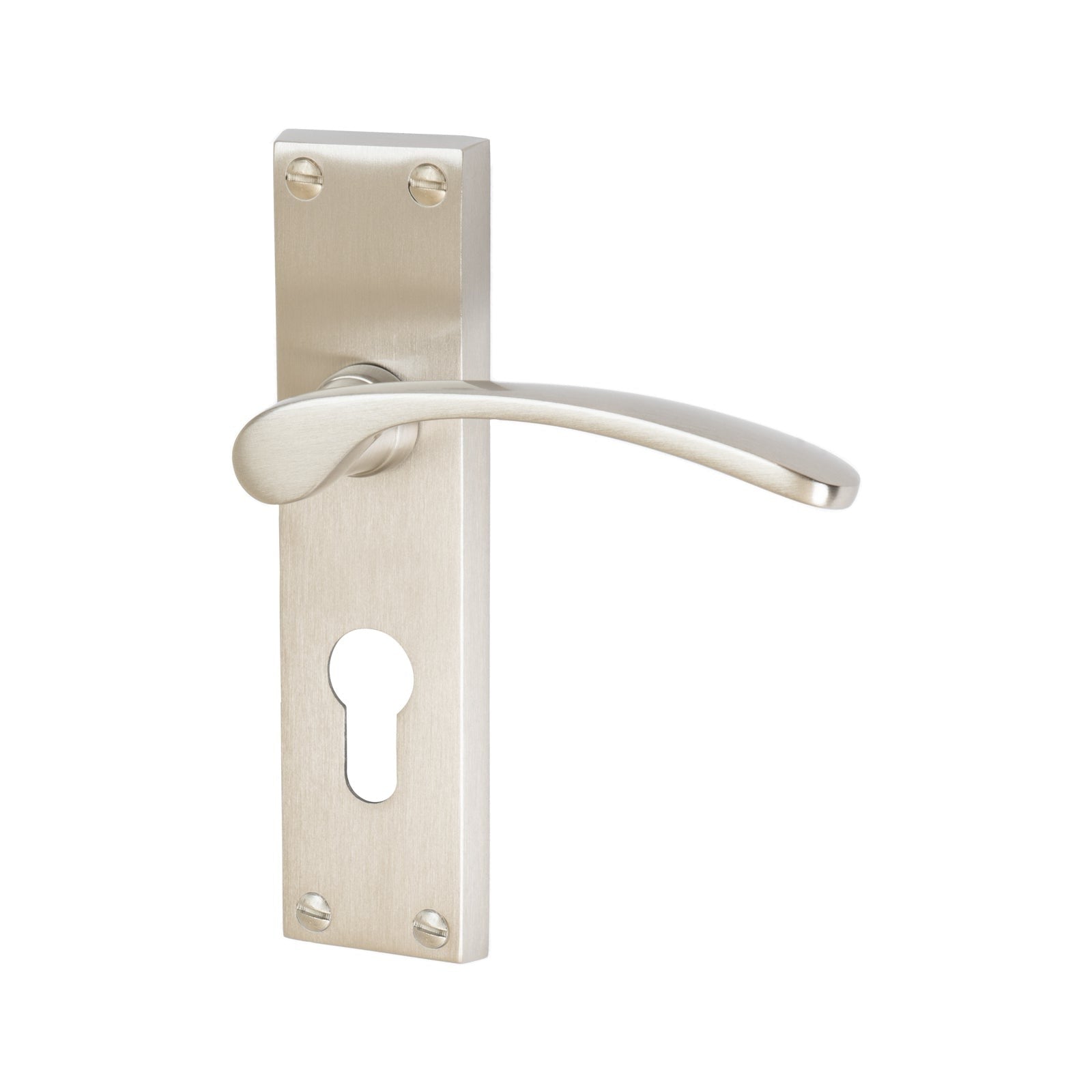 Sophia Door Handles On Plate Euro Lock Handle in Satin Nickel 