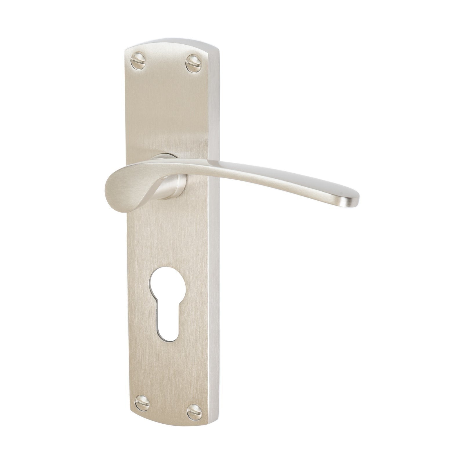 Diplomat Door Handles On Plate Euro Lock Handle in Satin Nickel 