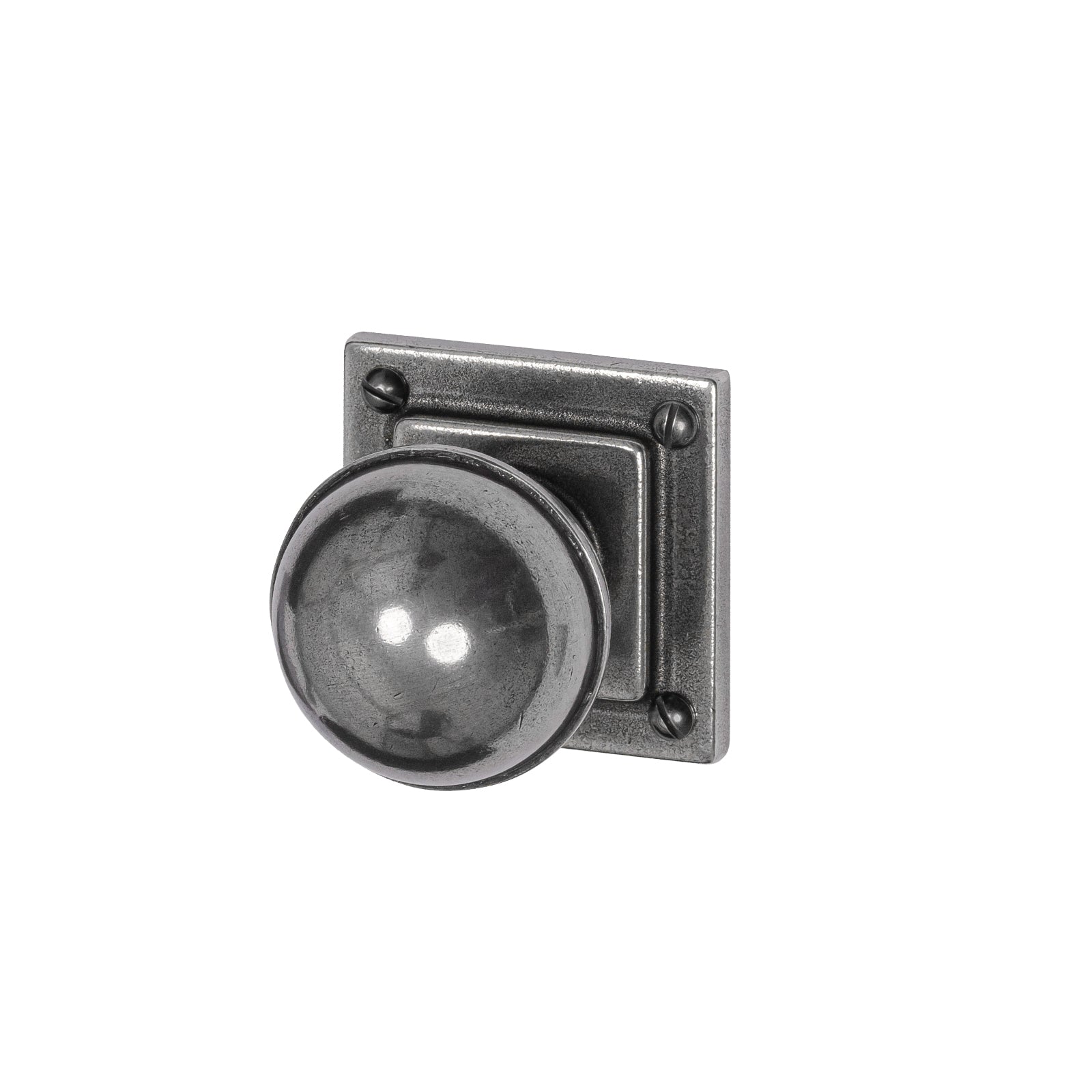 Pelton Pewter Door Knobs On Square Rose