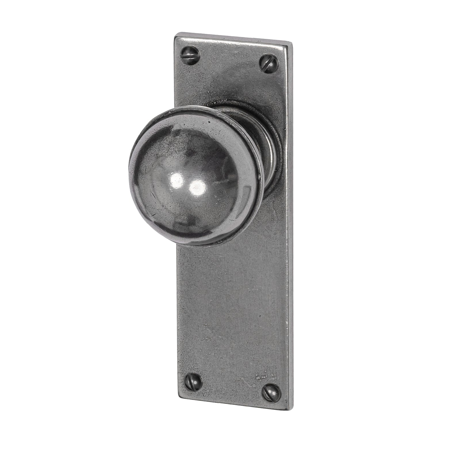 Pelton Pewter Door Knobs On Narrow Backplate latch