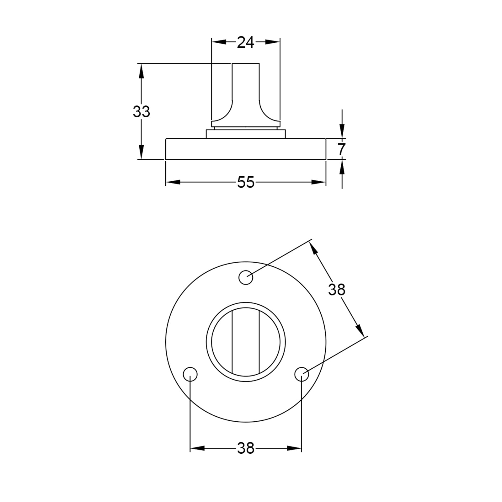 Pewter Round Thumb Turn JPEG Drawing SHOW