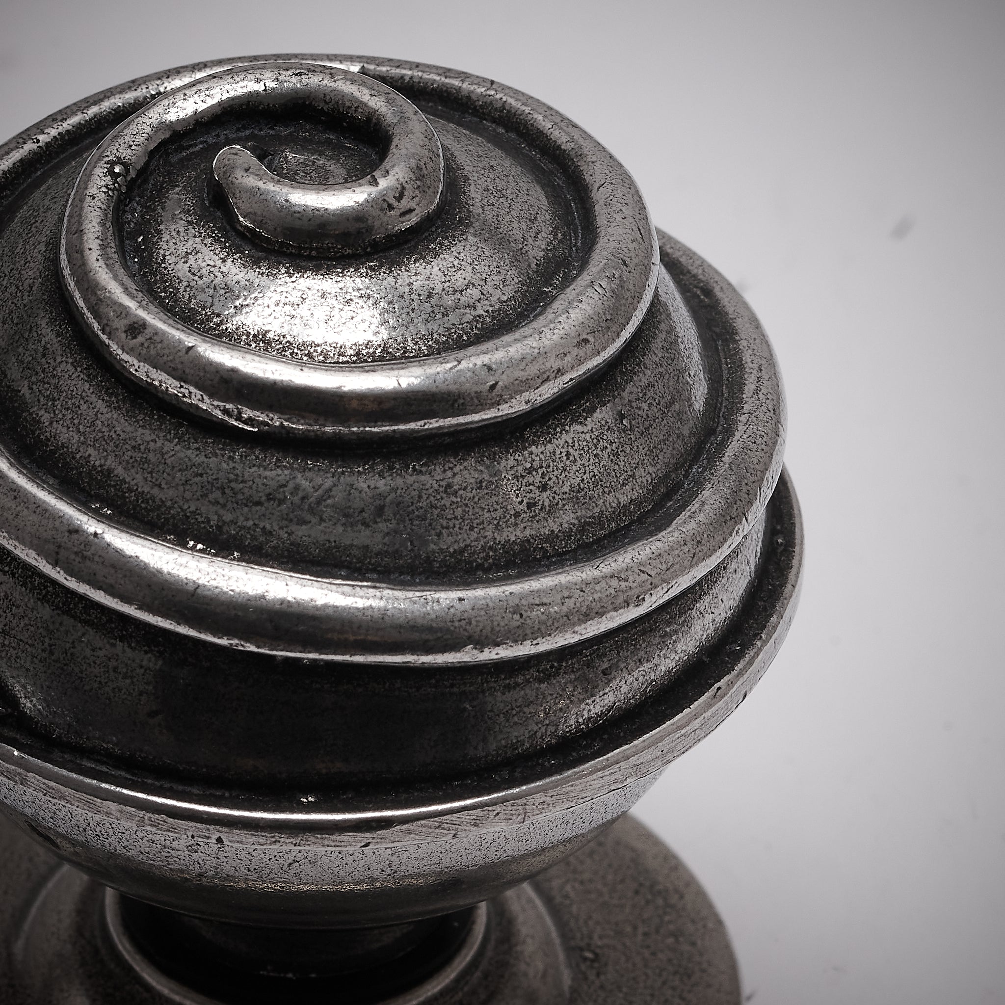 Swirl Pewter Door Knobs On Rose SHOW