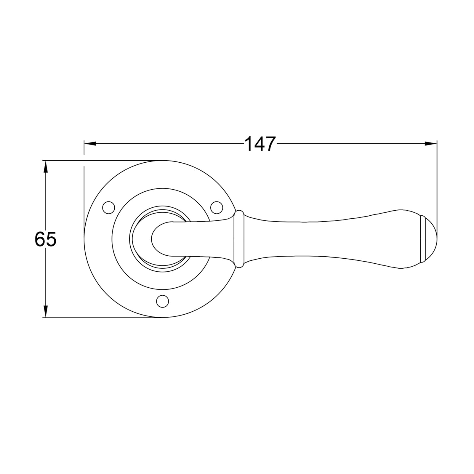 Derwent Pewter Door Handles On Rose JPEG Drawing SHOW