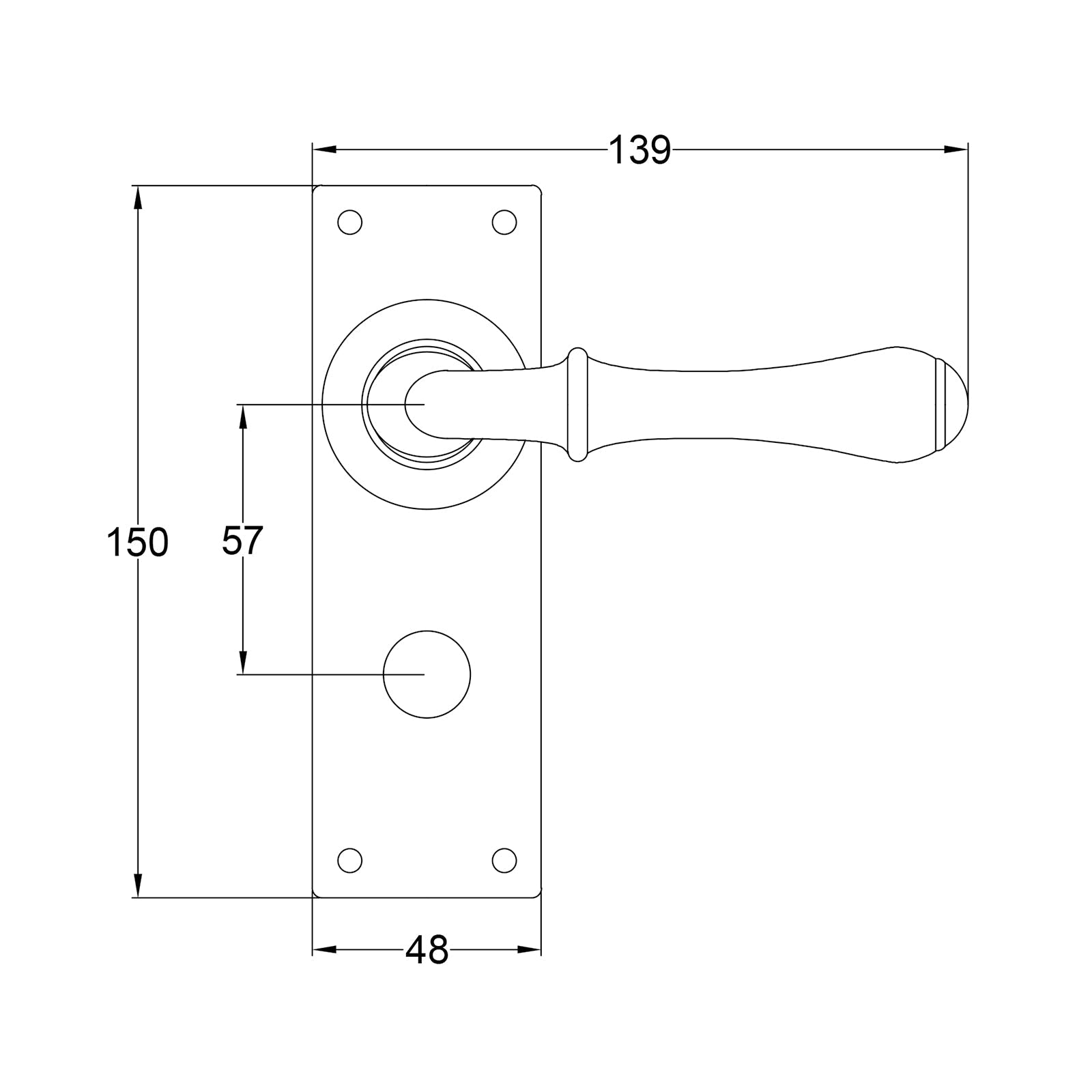 Derwent Pewter Door Handles On Narrow Backplate Bathroom Drawing SHOW