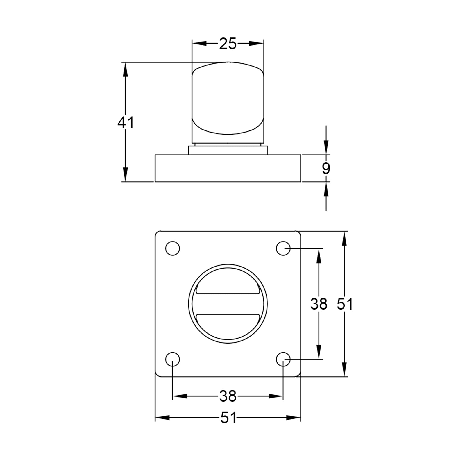 Pewter Square Thumb Turn JPEG Drawing SHOW