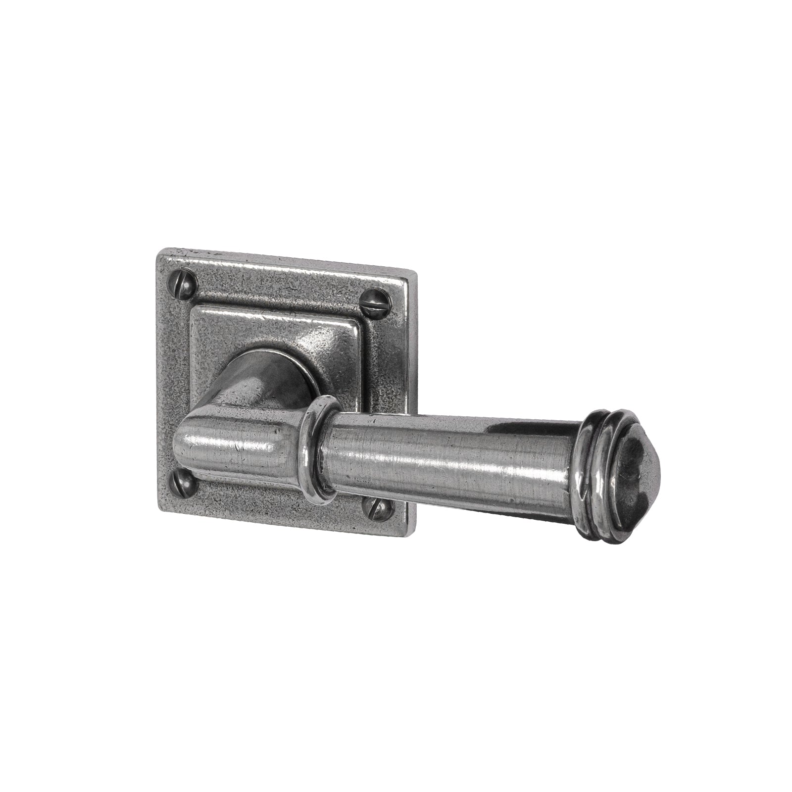 Durham Pewter door handle on square rose