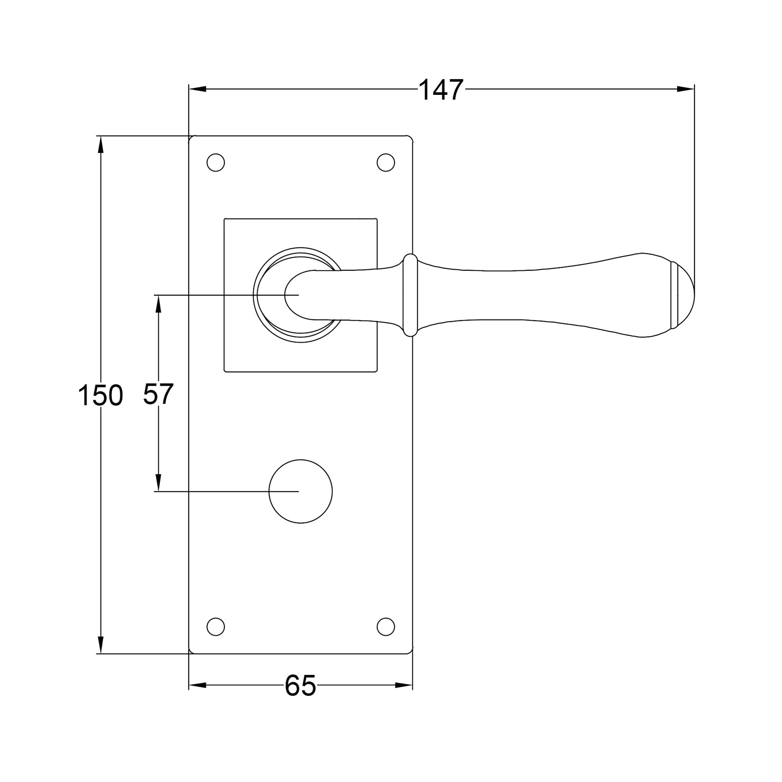 Derwent Pewter Bathroom Door Handles On Wide Backplate JPEG Drawing SHOW