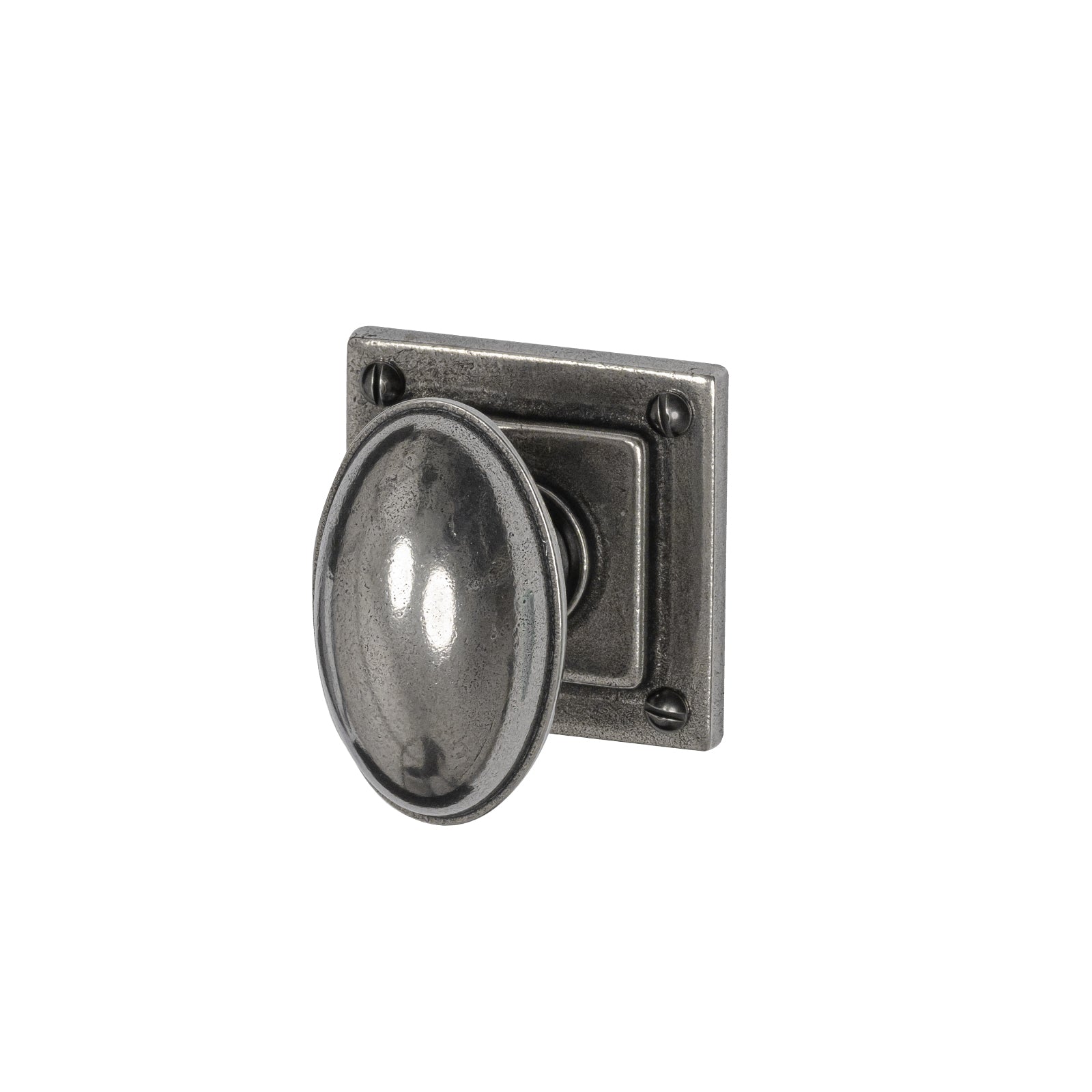 Lincoln Pewter Door Knobs On square Rose