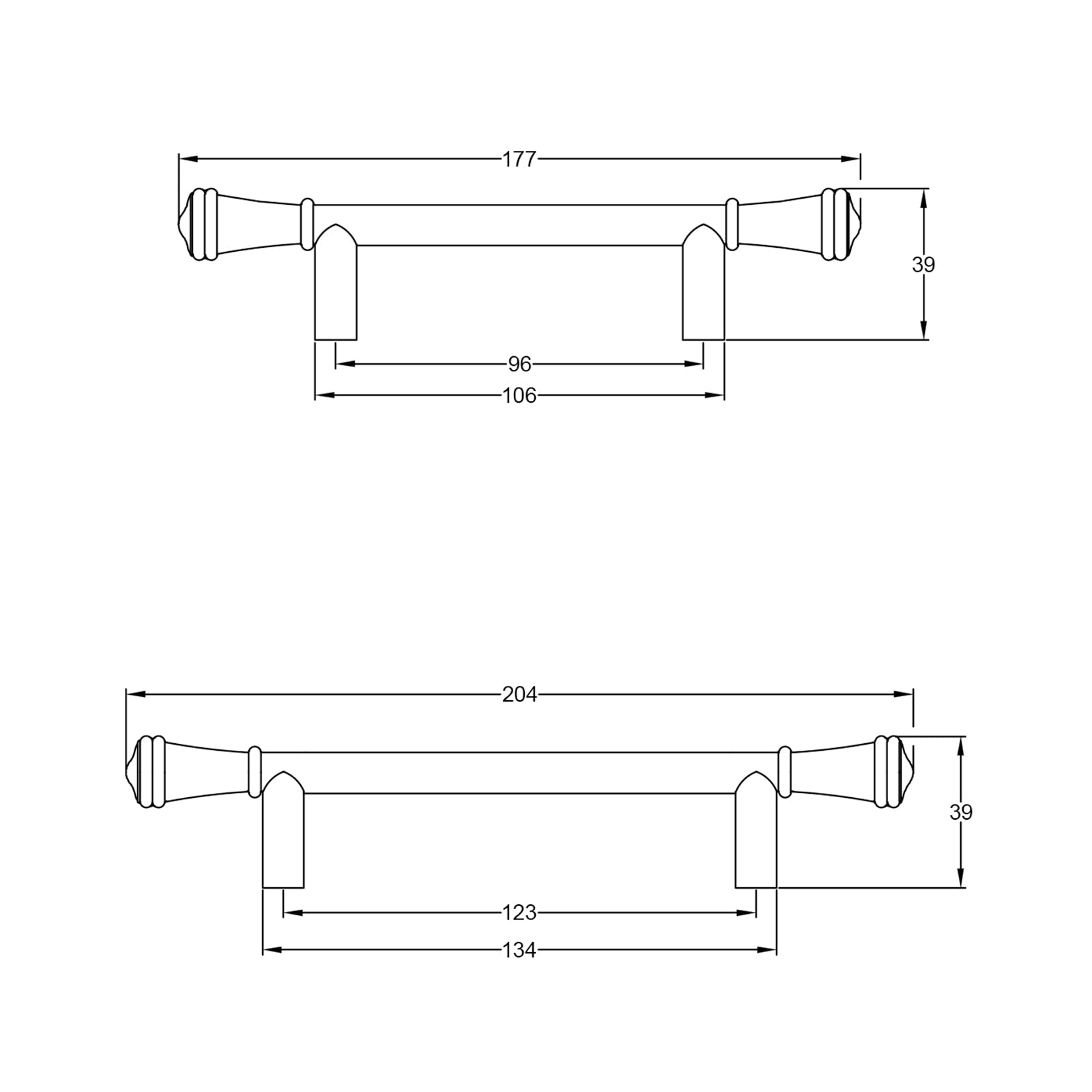 Durham Pewter Cupboard Handle JPEG Drawing SHOW