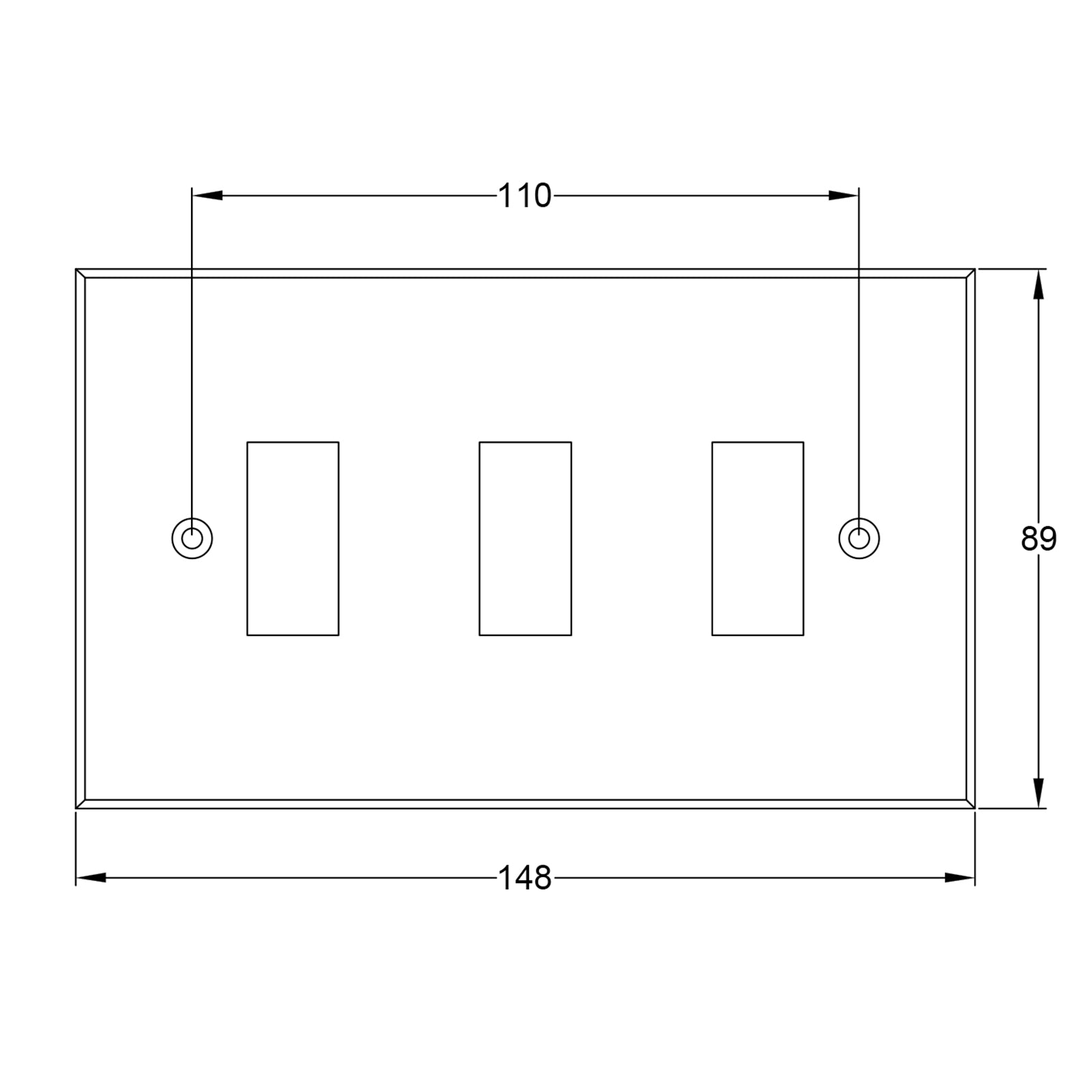 Pewter 3 Gang Switch Plate JPEG Drawing SHOW