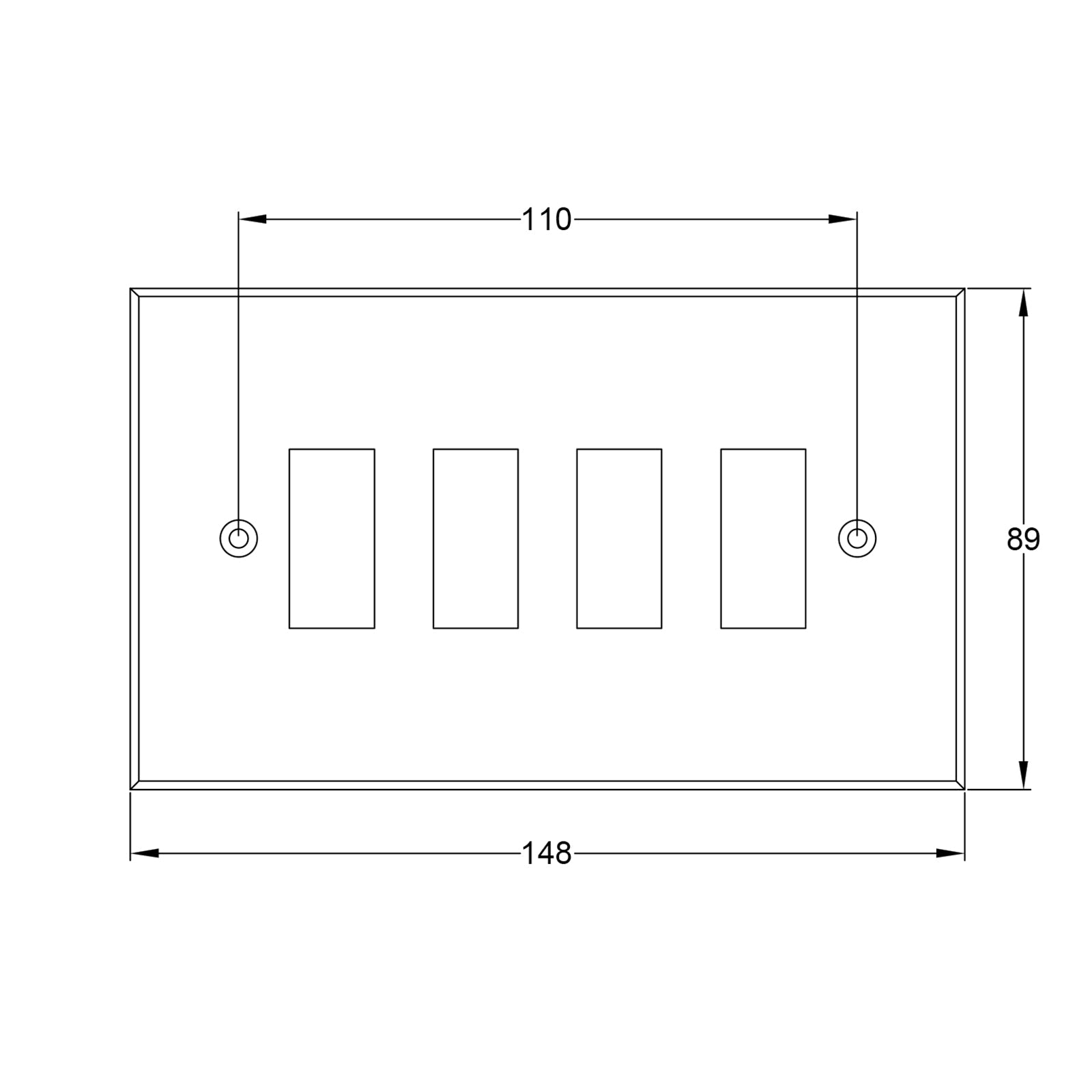 Pewter 4 Gang Switch Plate JPEG Drawing SHOW