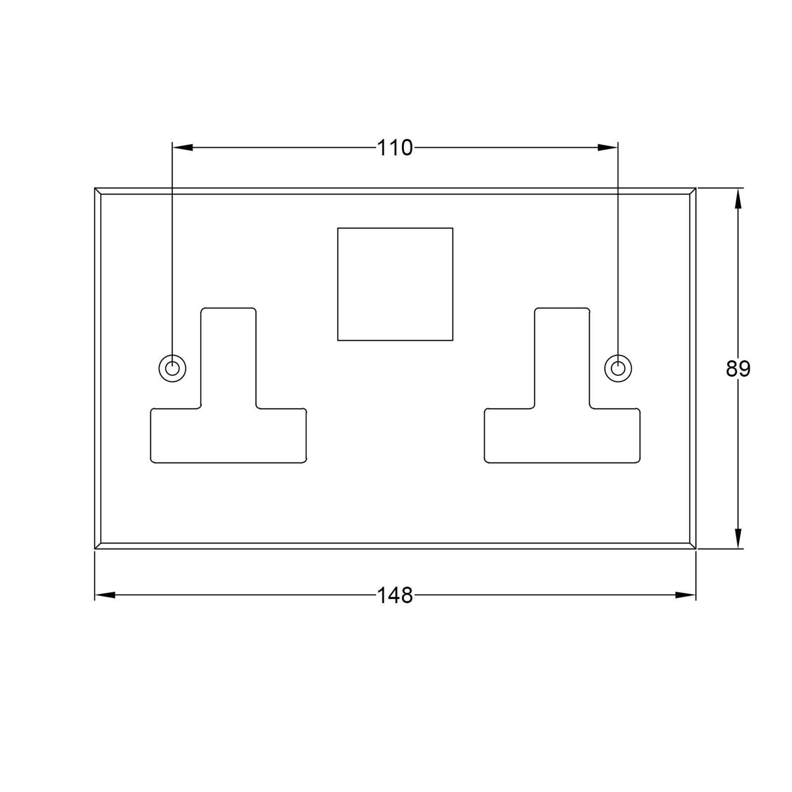 Pewter 2 Gang Switched Socket JPEG Drawing SHOW