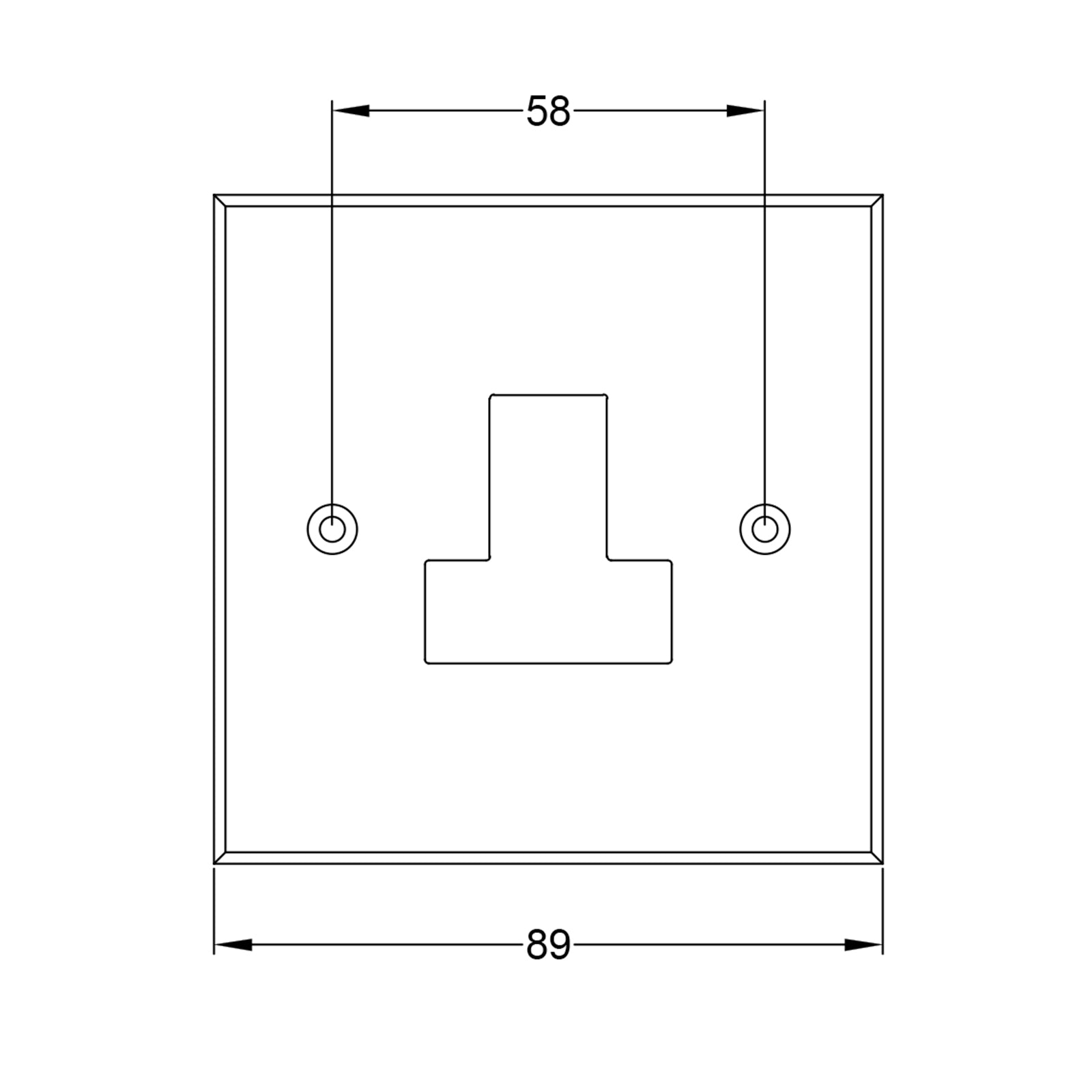 Pewter 1 Gang Unswitched Socket JPEG Drawing SHOW