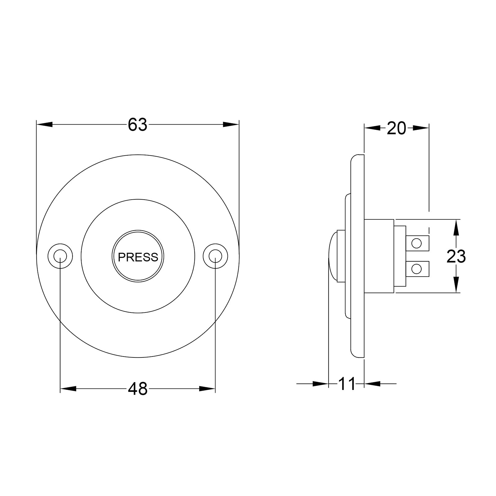 Pewter Round Door Bell JPEG Drawing SHOW