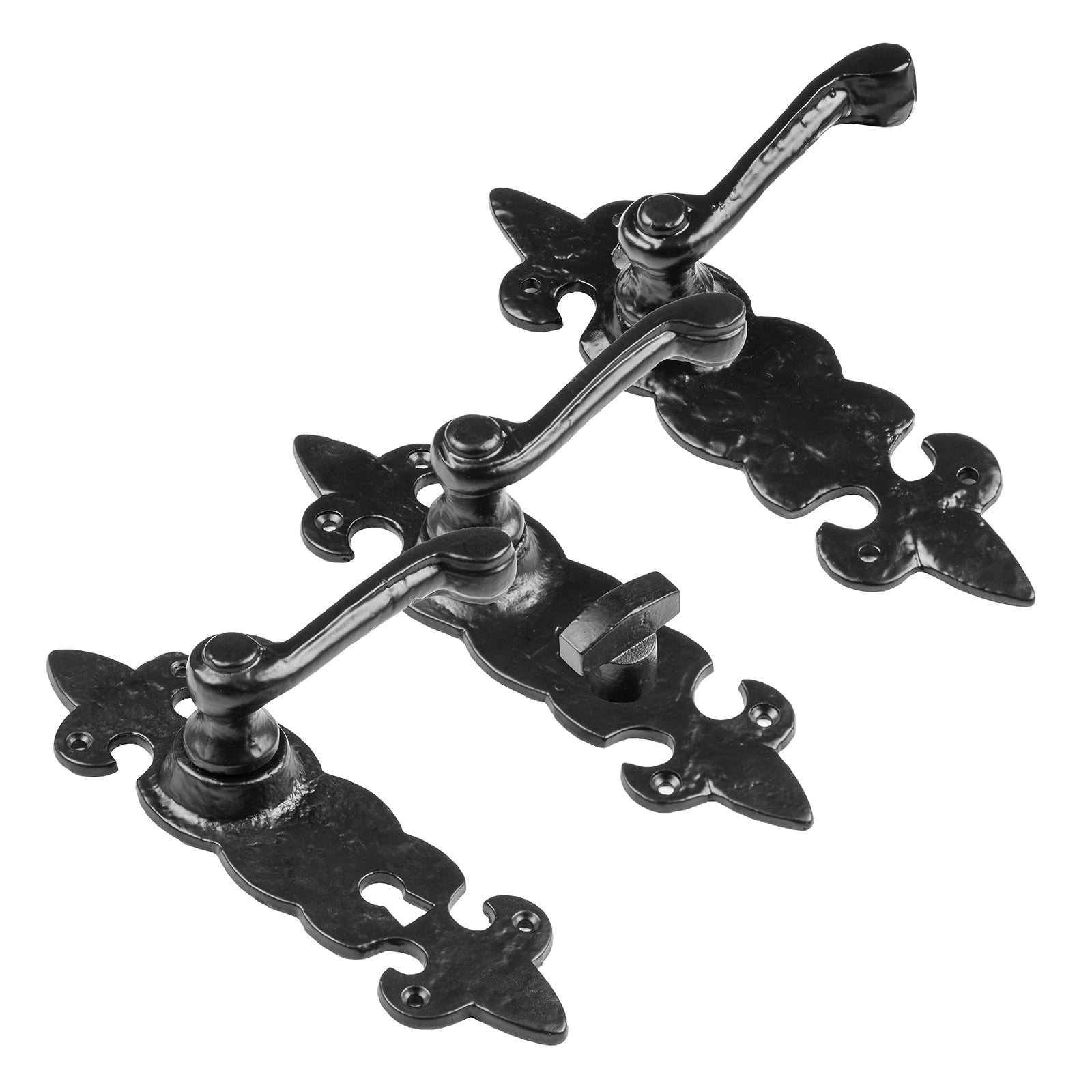 Fleur de lis black door handles