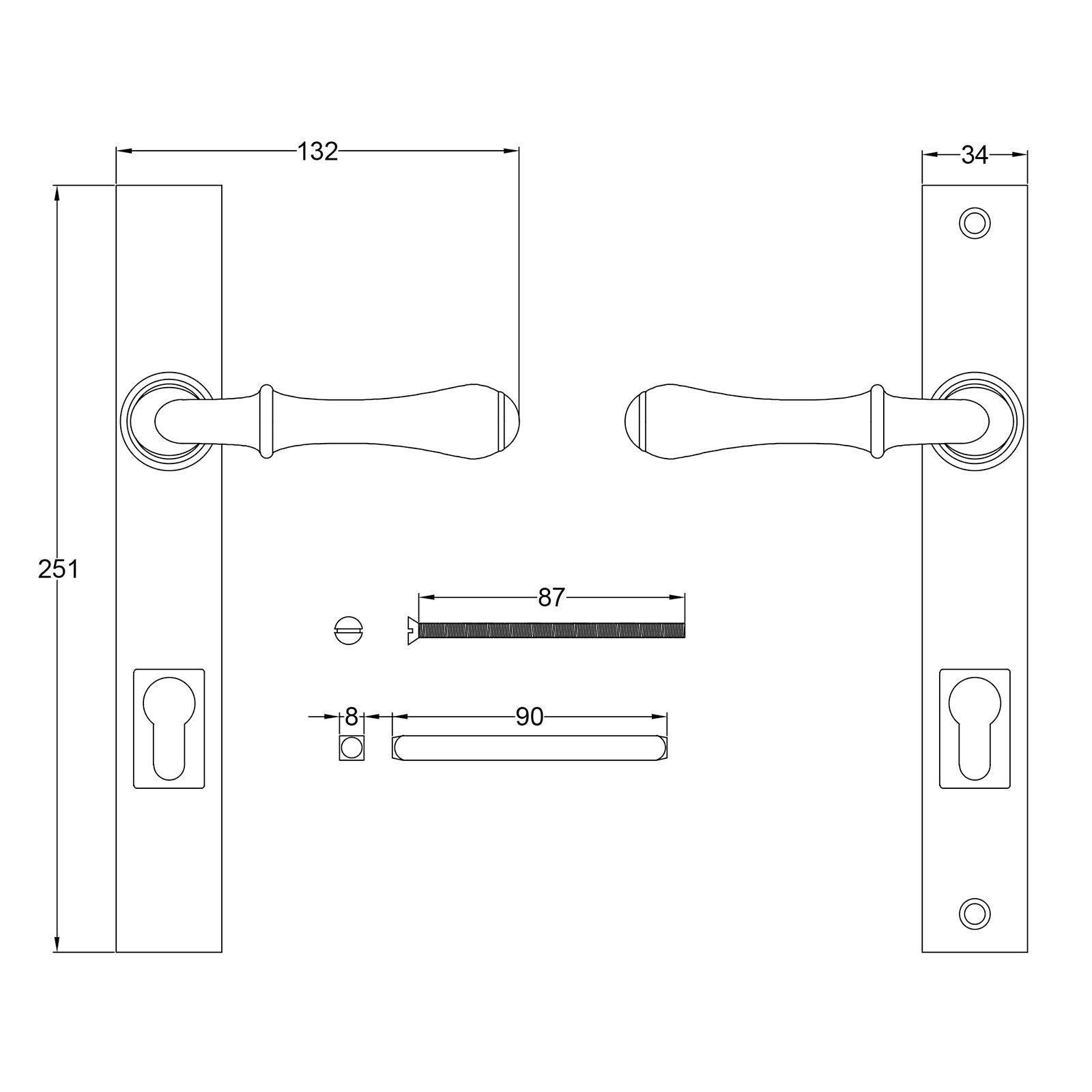 Derwent Pewter Multipoint Door Handles Lock Plate SHOW