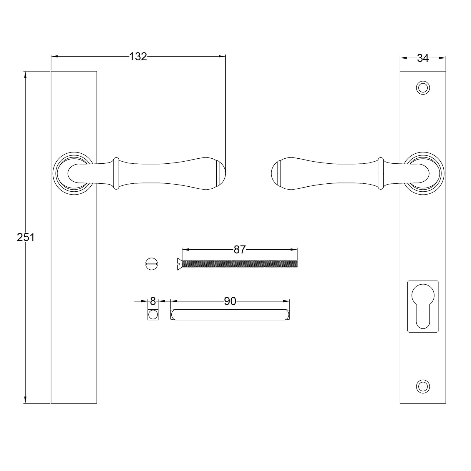 Derwent Pewter Multipoint Door Handles Lock Plate SHOW